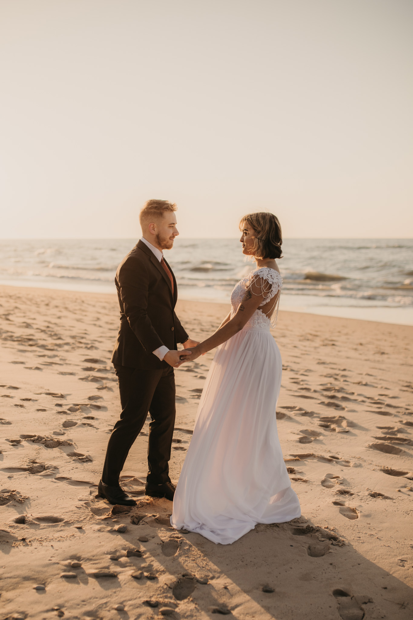 Indiana Dunes beach elopement portraits