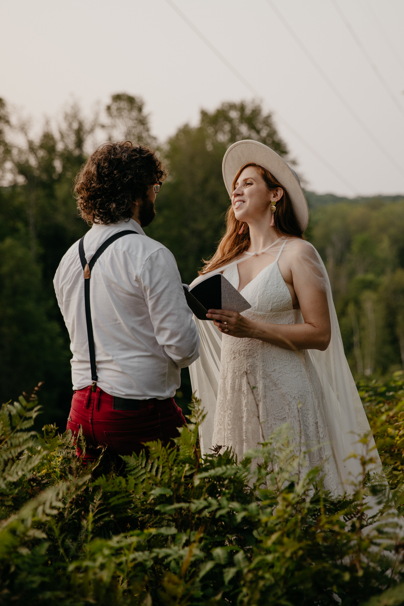The sweetest ceremony on summer evening // Michigan Forest Elopement