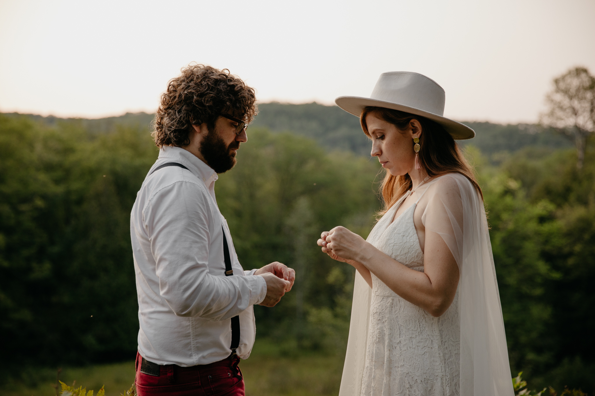 The sweetest ceremony on summer evening // Michigan Forest Elopement