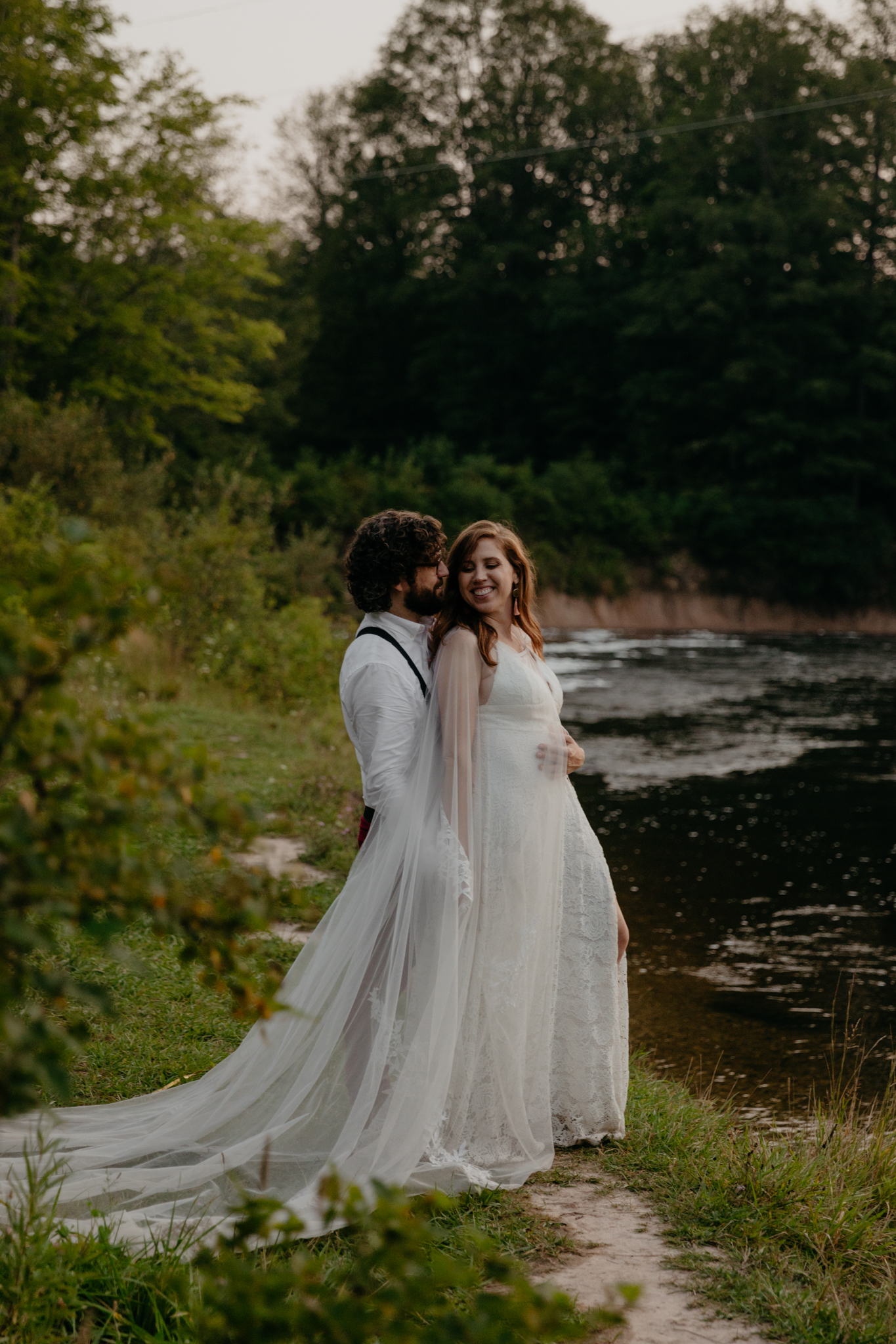 Blue hour portraits by the river // Manistee National Forest Elopement
