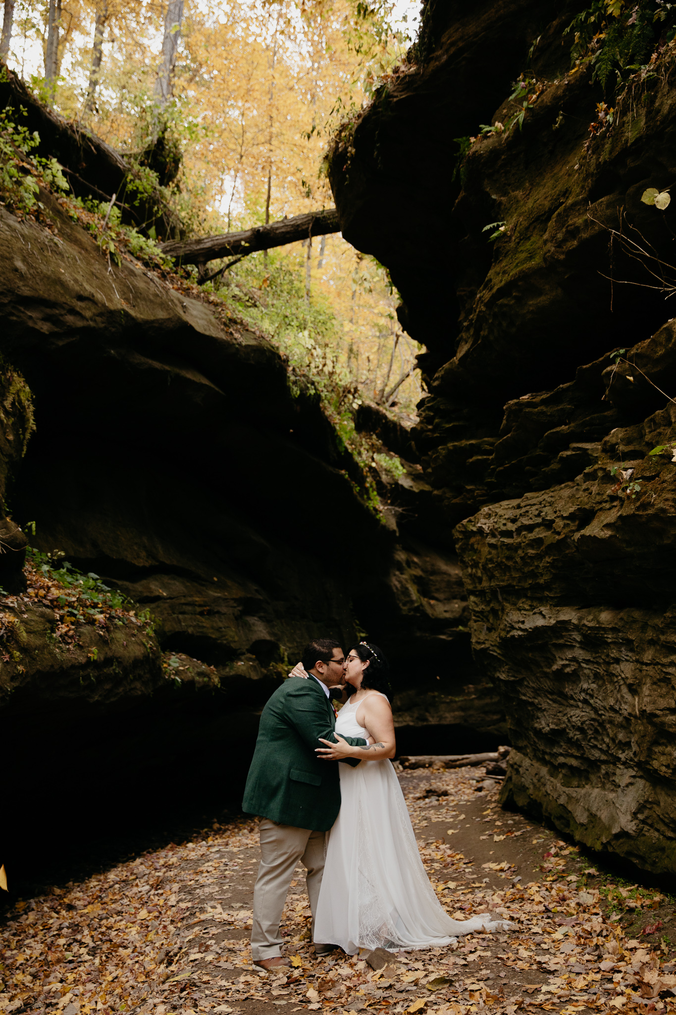 Ope! 7 Best Places to Elope in the Midwest - Turkey Run, Indiana Elopement in Fall
