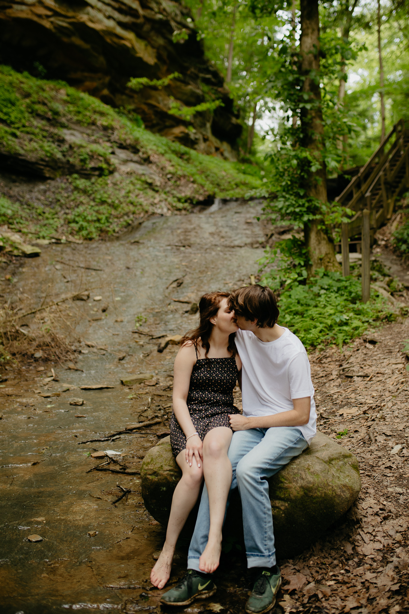 Indiana Waterfall Engagement - Shades State Park