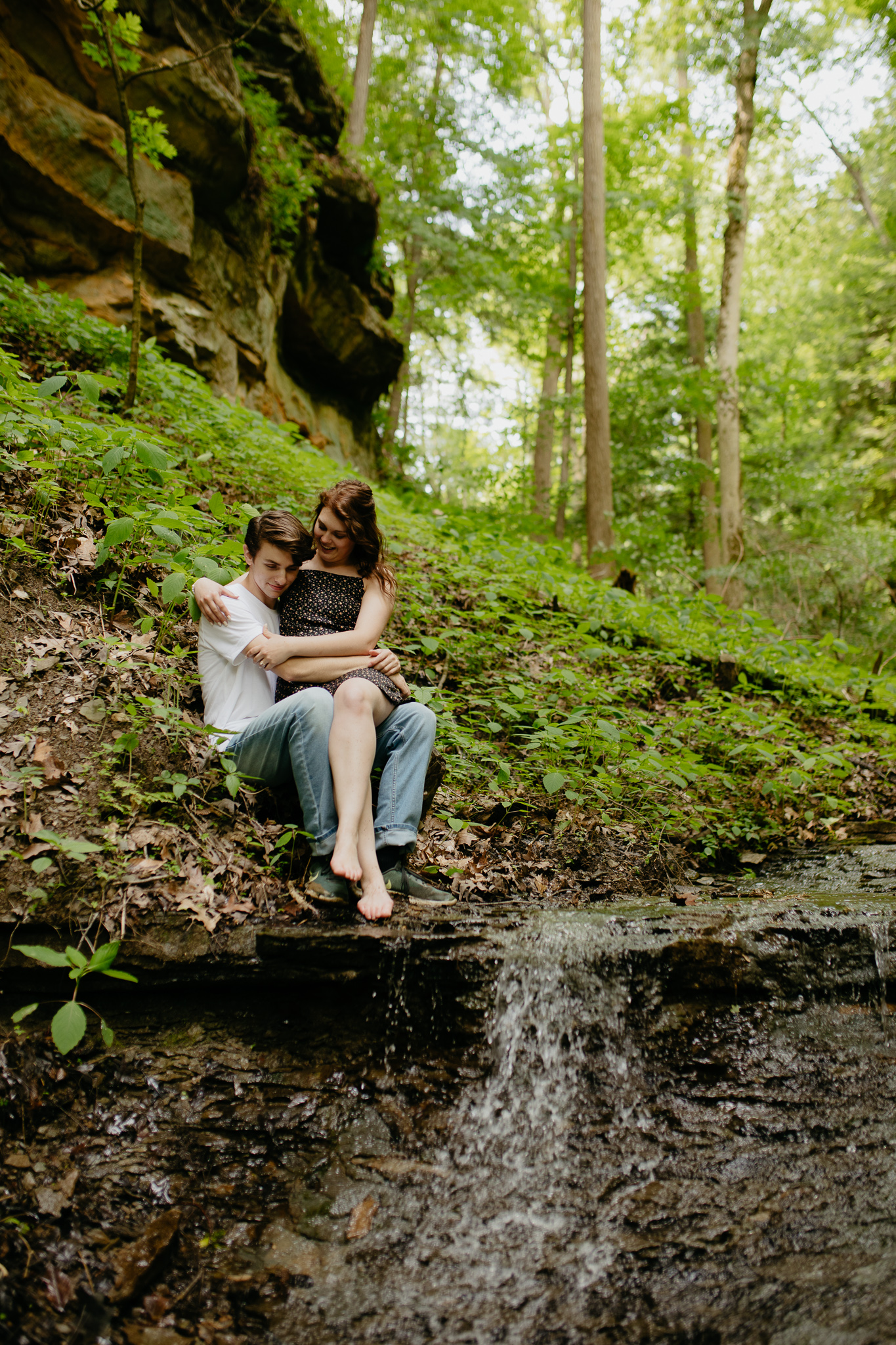 Indiana Waterfall Engagement - Shades State Park