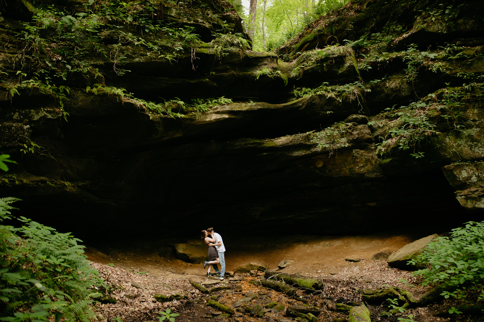 Shades State Park Engagement Session - Lush green canyons and caves in Indiana