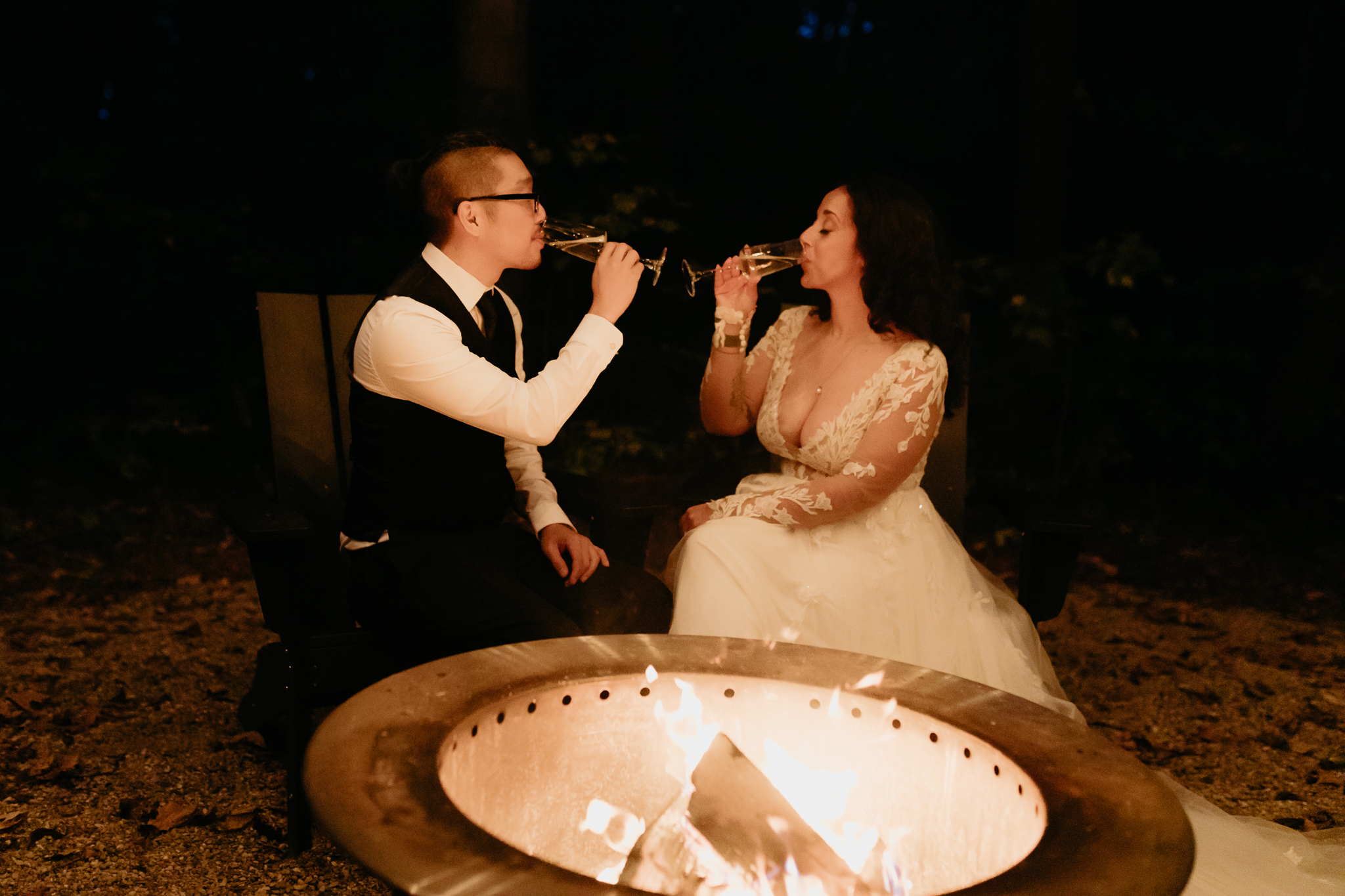 Indiana Brown County Elopement // Campfire, Champagne, and A-frame