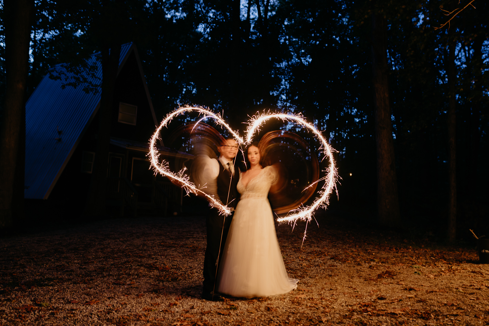 Brown County Indiana Elopement // Sparklers and Campfire Photos