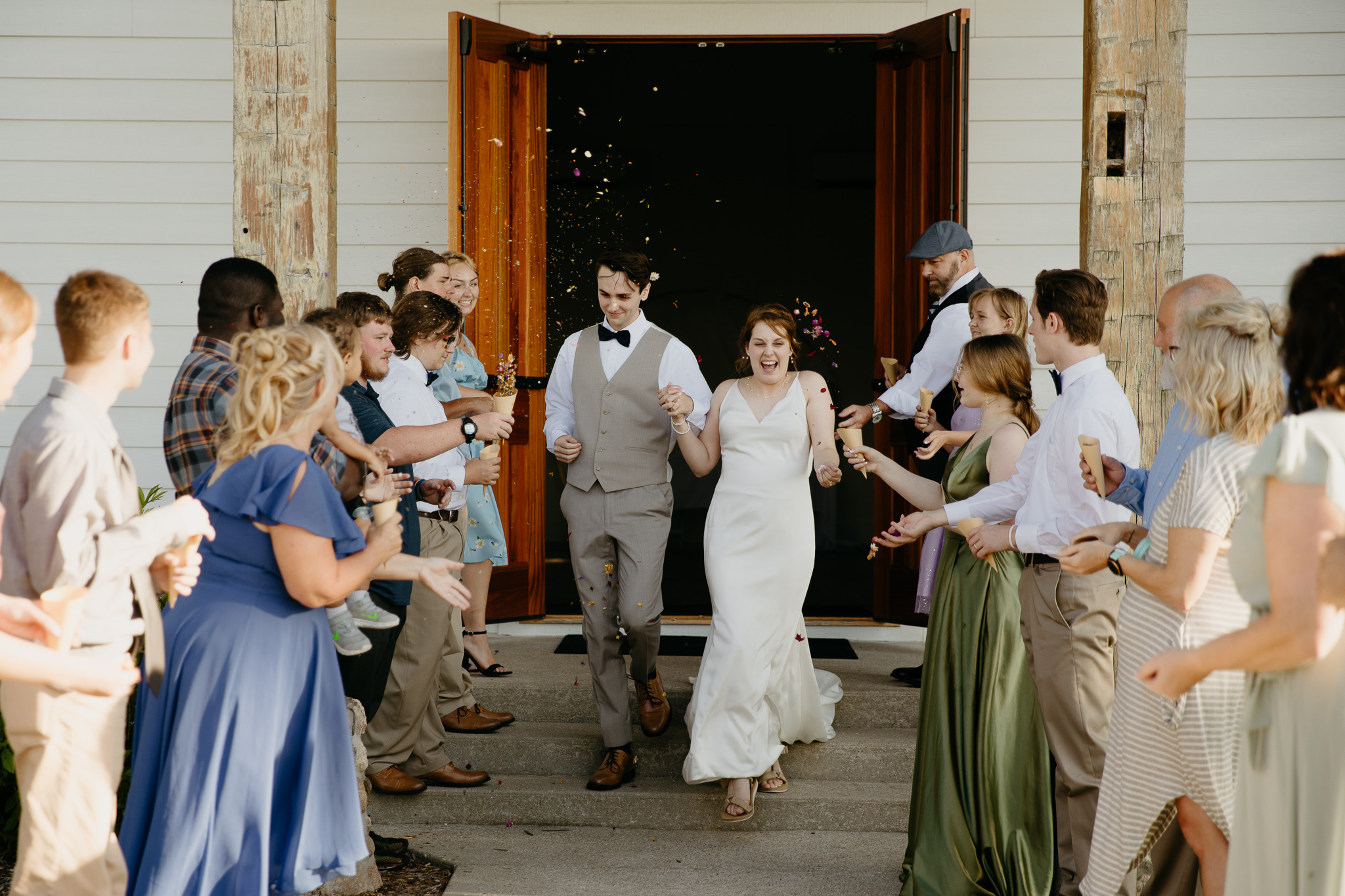 Indiana Intimate Outdoor Wedding // Flower Petal Toss Exit