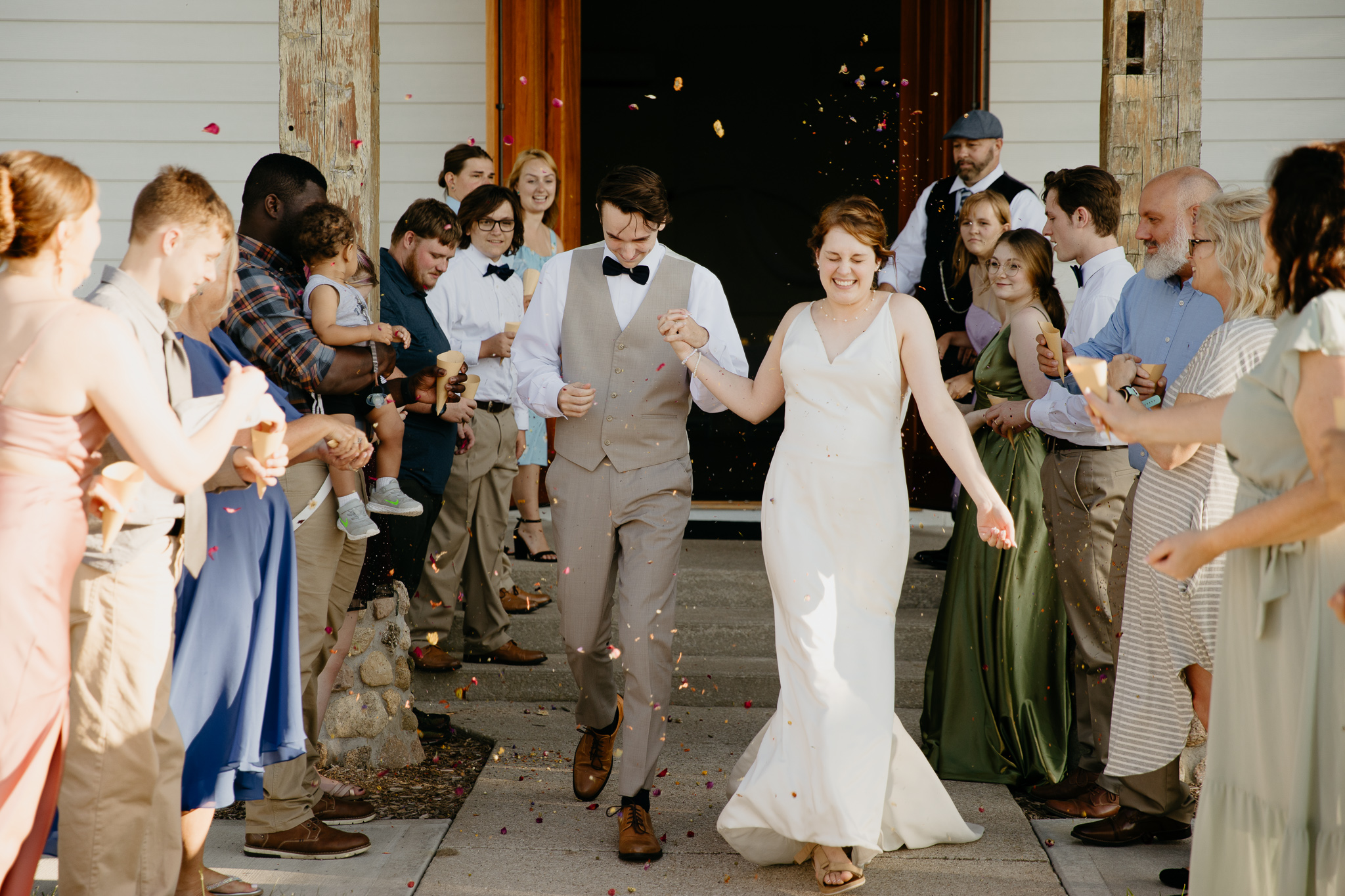 Indiana Intimate Outdoor Wedding // Flower Petal Toss Exit