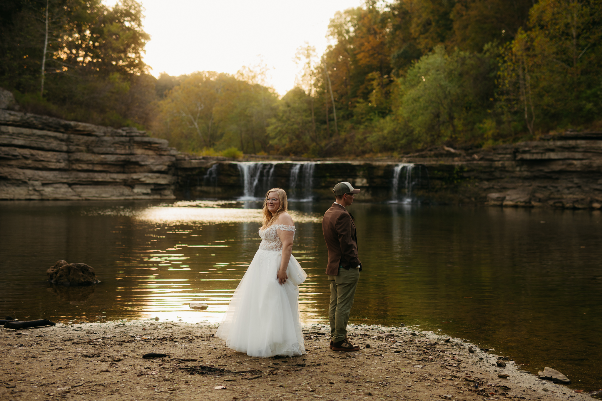 The Prettiest Indiana Cataract Falls Elopement at Sunrise 