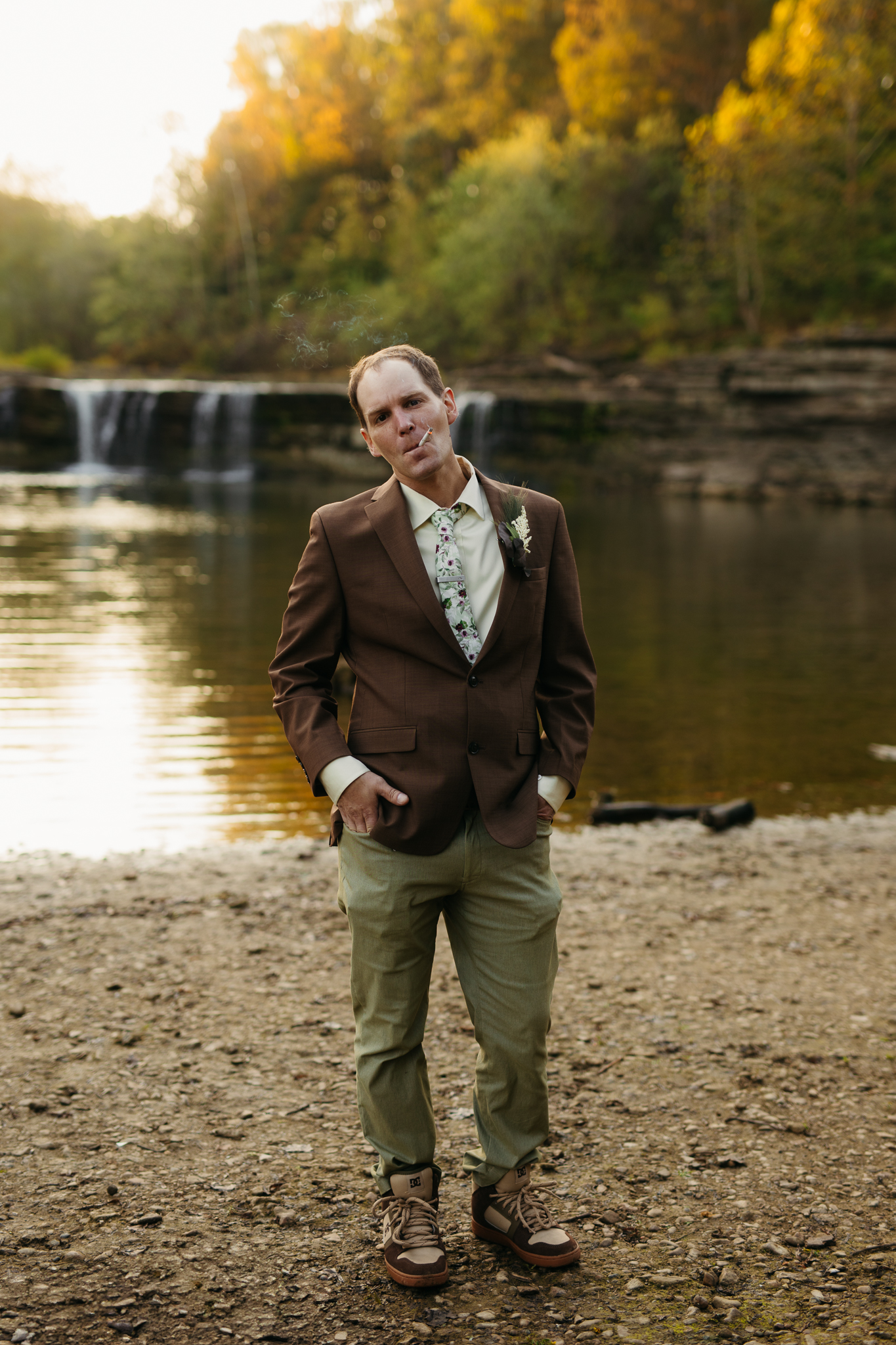 The Prettiest Indiana Cataract Falls Elopement at Sunrise 