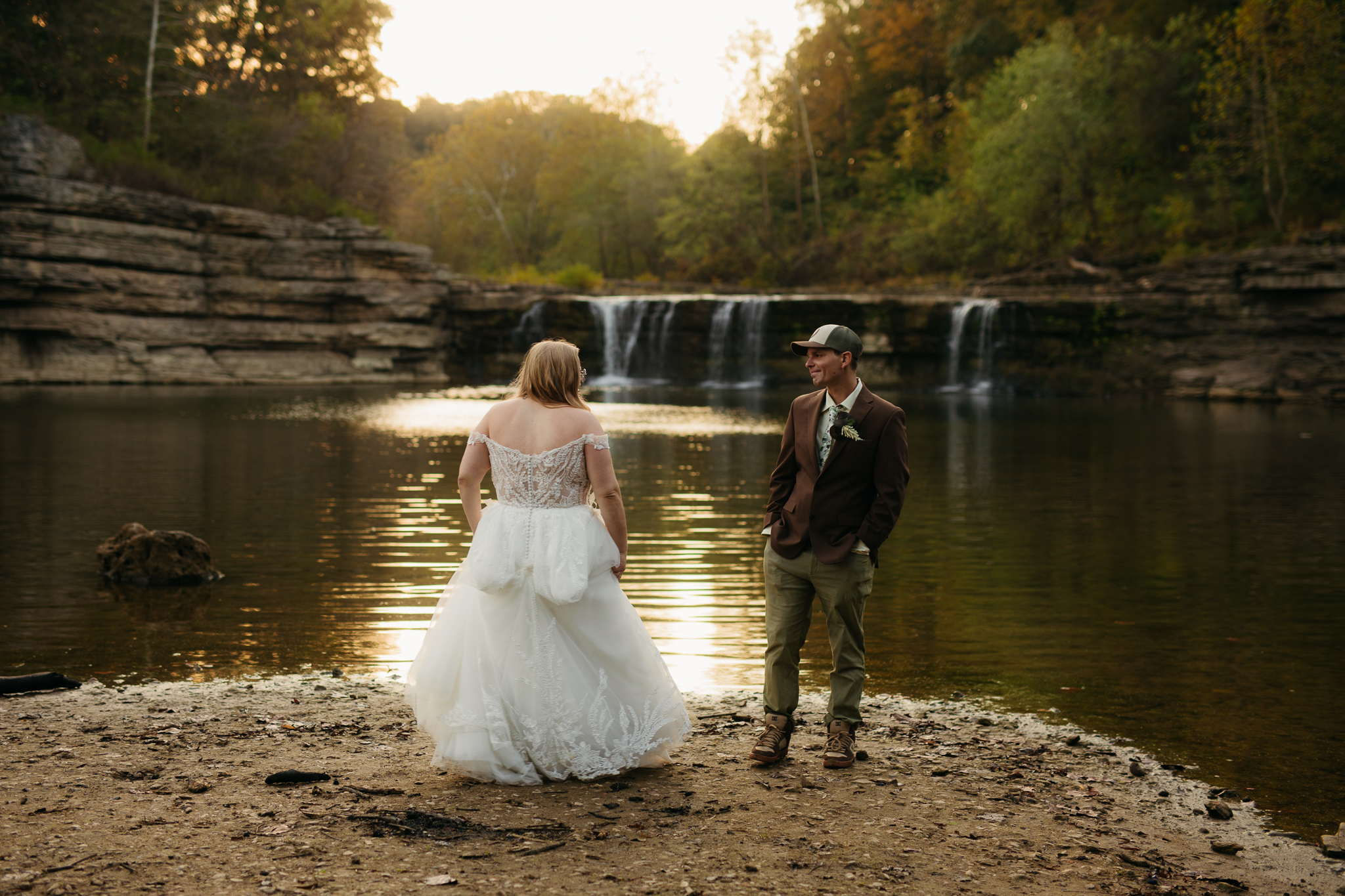 The Prettiest Indiana Cataract Falls Elopement at Sunrise 