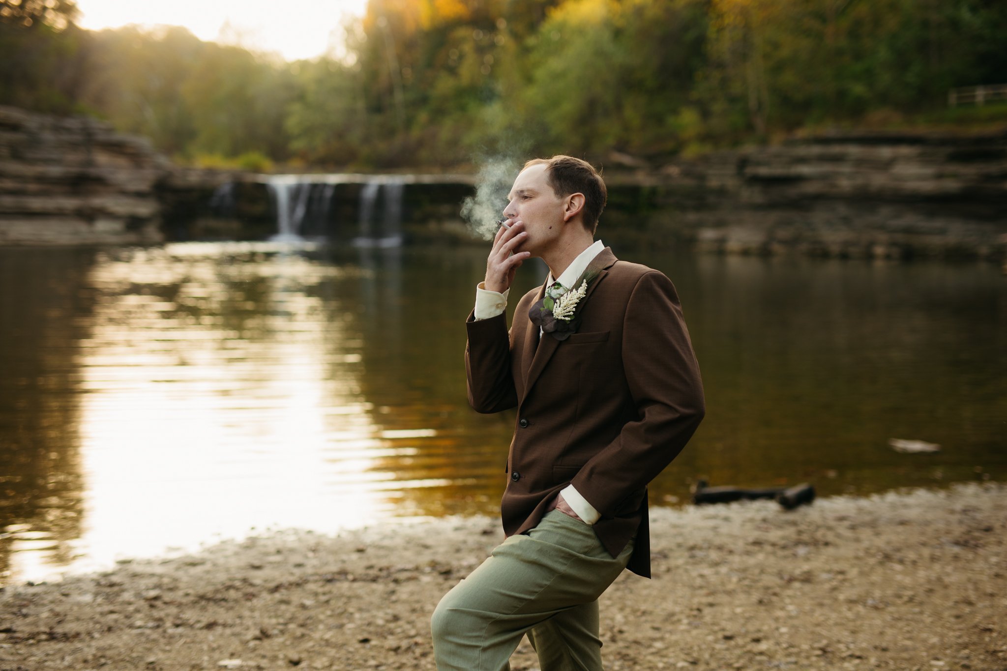 The Prettiest Indiana Cataract Falls Elopement at Sunrise 