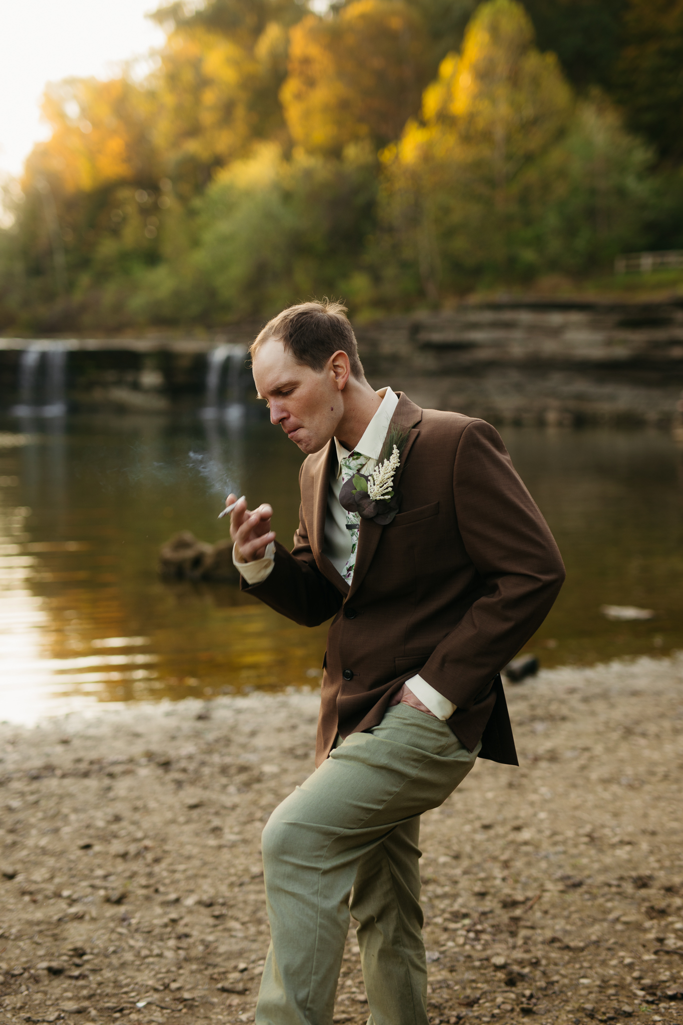 The Prettiest Indiana Cataract Falls Elopement at Sunrise 