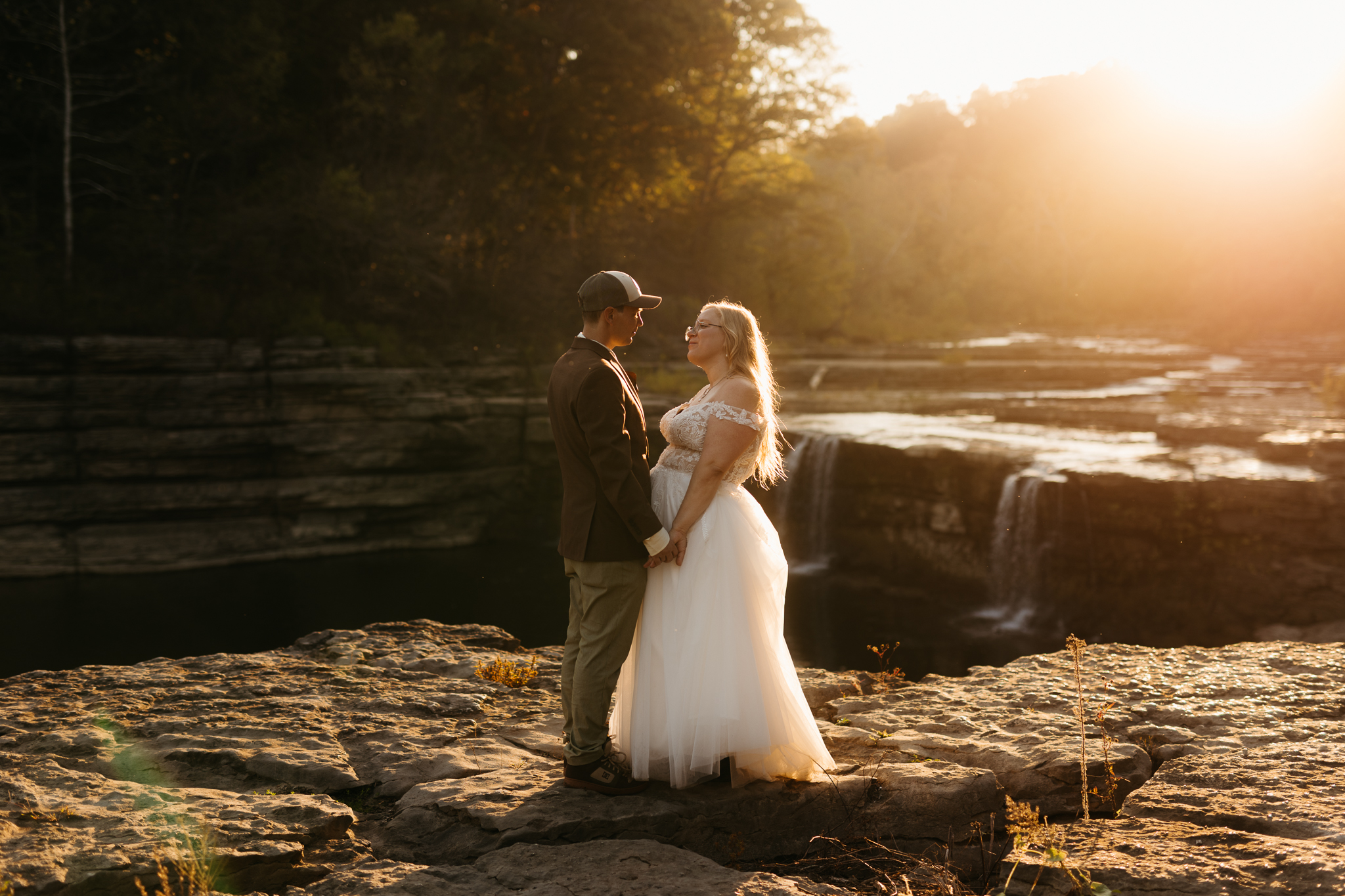 A Breathtaking Sunrise Elopement at Cataract Falls || Indiana Waterfall Elopement