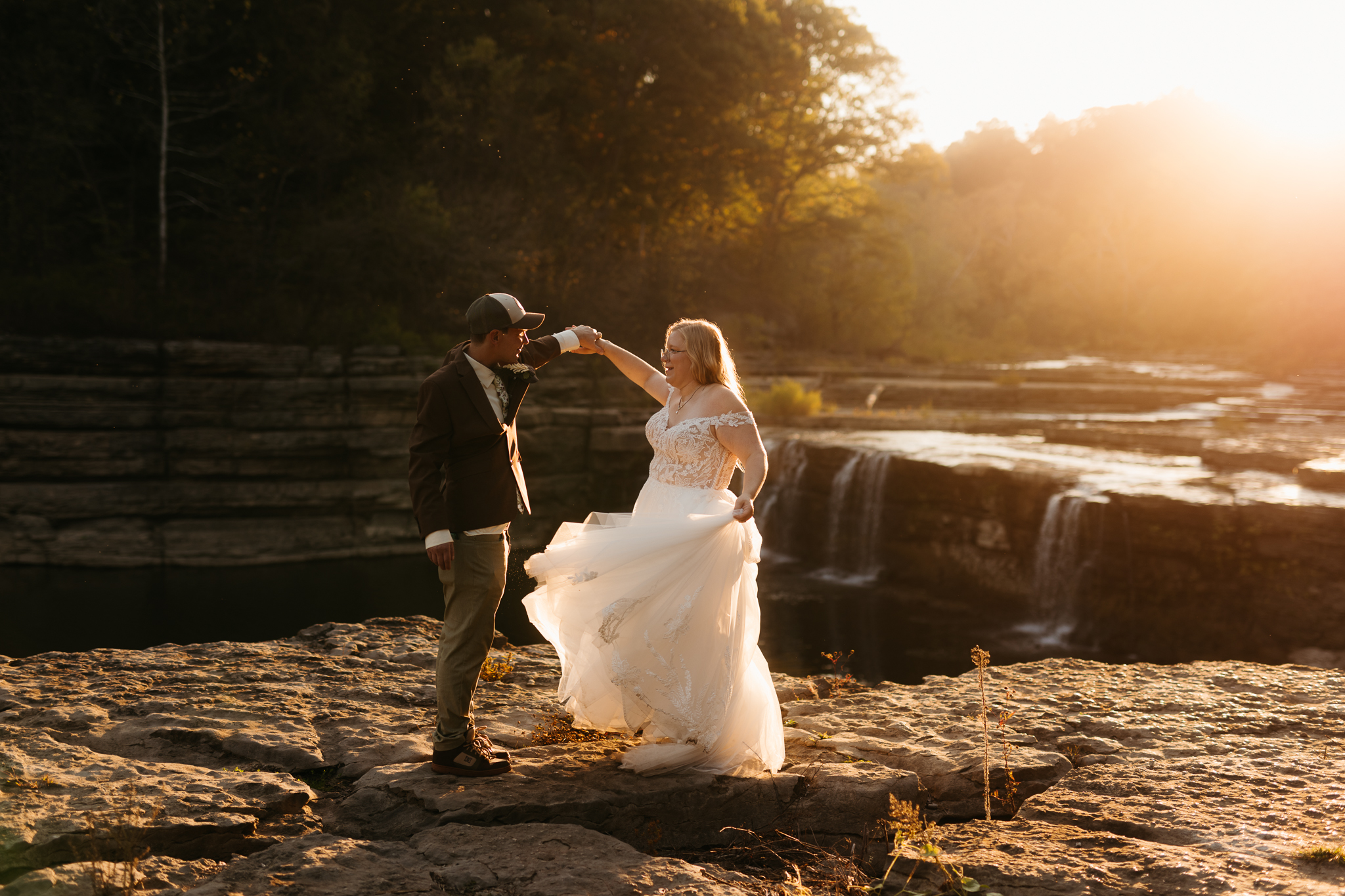 A Breathtaking Sunrise Elopement at Cataract Falls || Indiana Waterfall Elopement