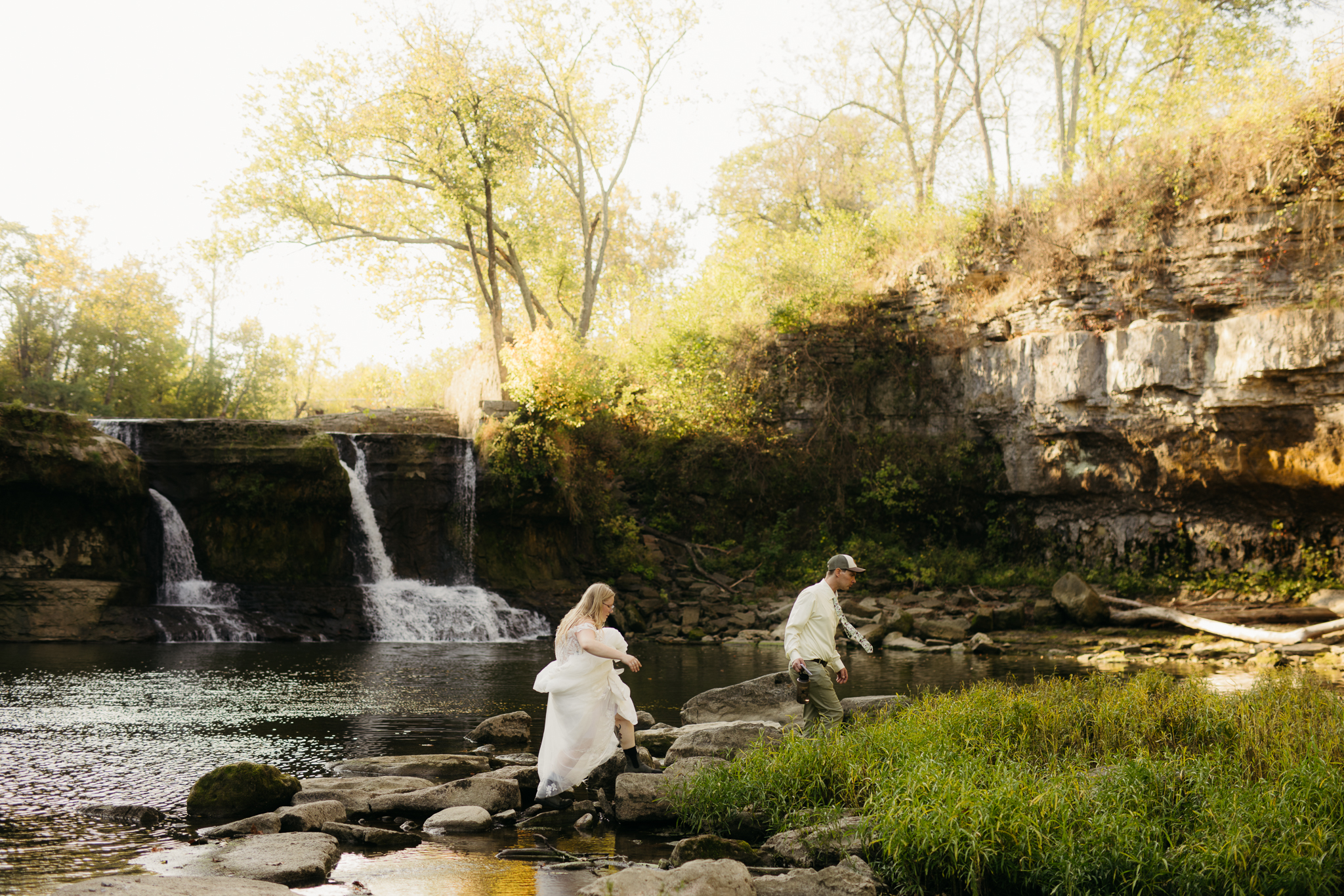 A Stunning Sunrise Waterfall Elopement at Cataract Falls, Indiana