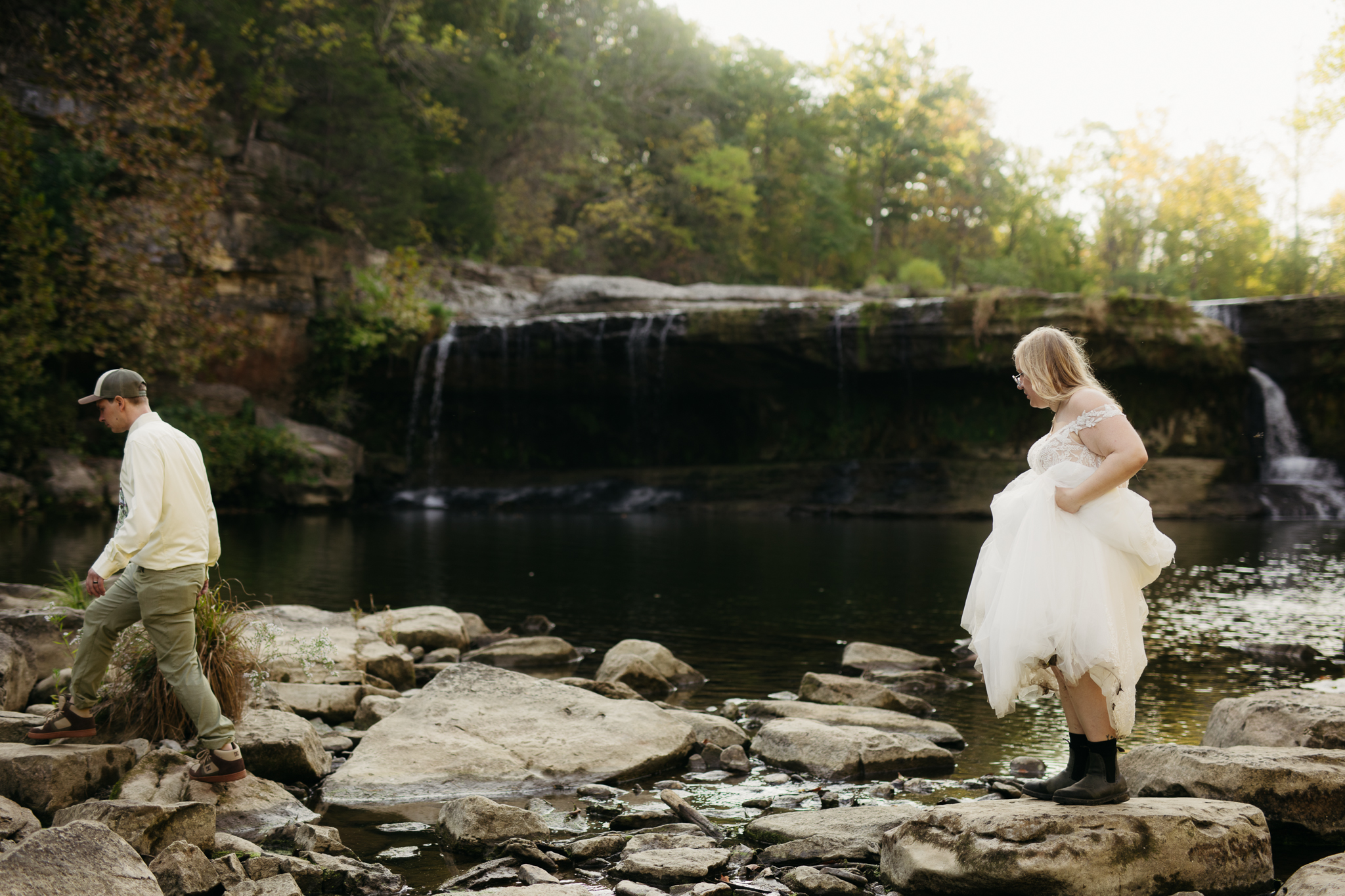 A Stunning Sunrise Waterfall Elopement at Cataract Falls, Indiana