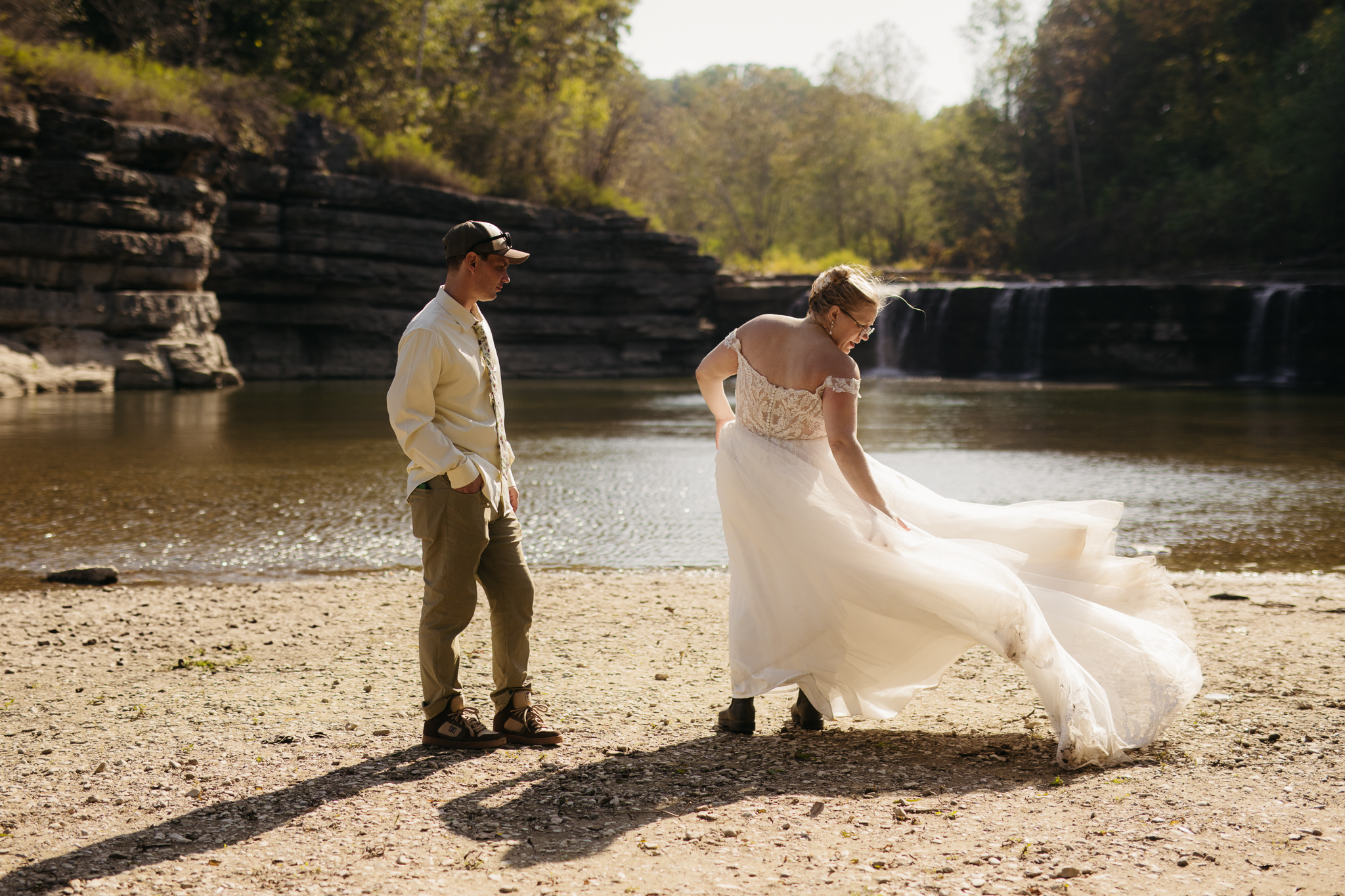 A Stunning Sunrise Waterfall Elopement at Cataract Falls, Indiana