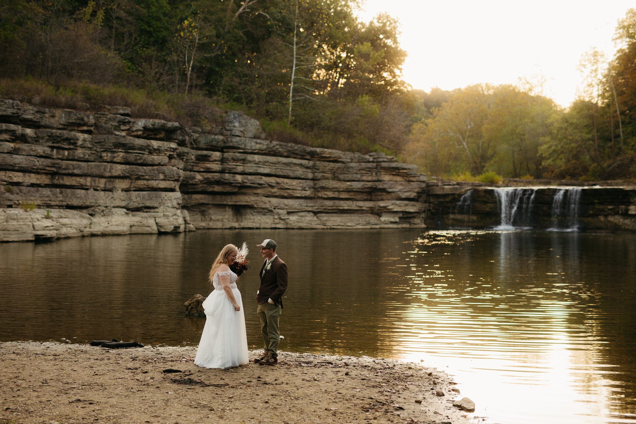 The Prettiest Indiana Cataract Falls Elopement at Sunrise 