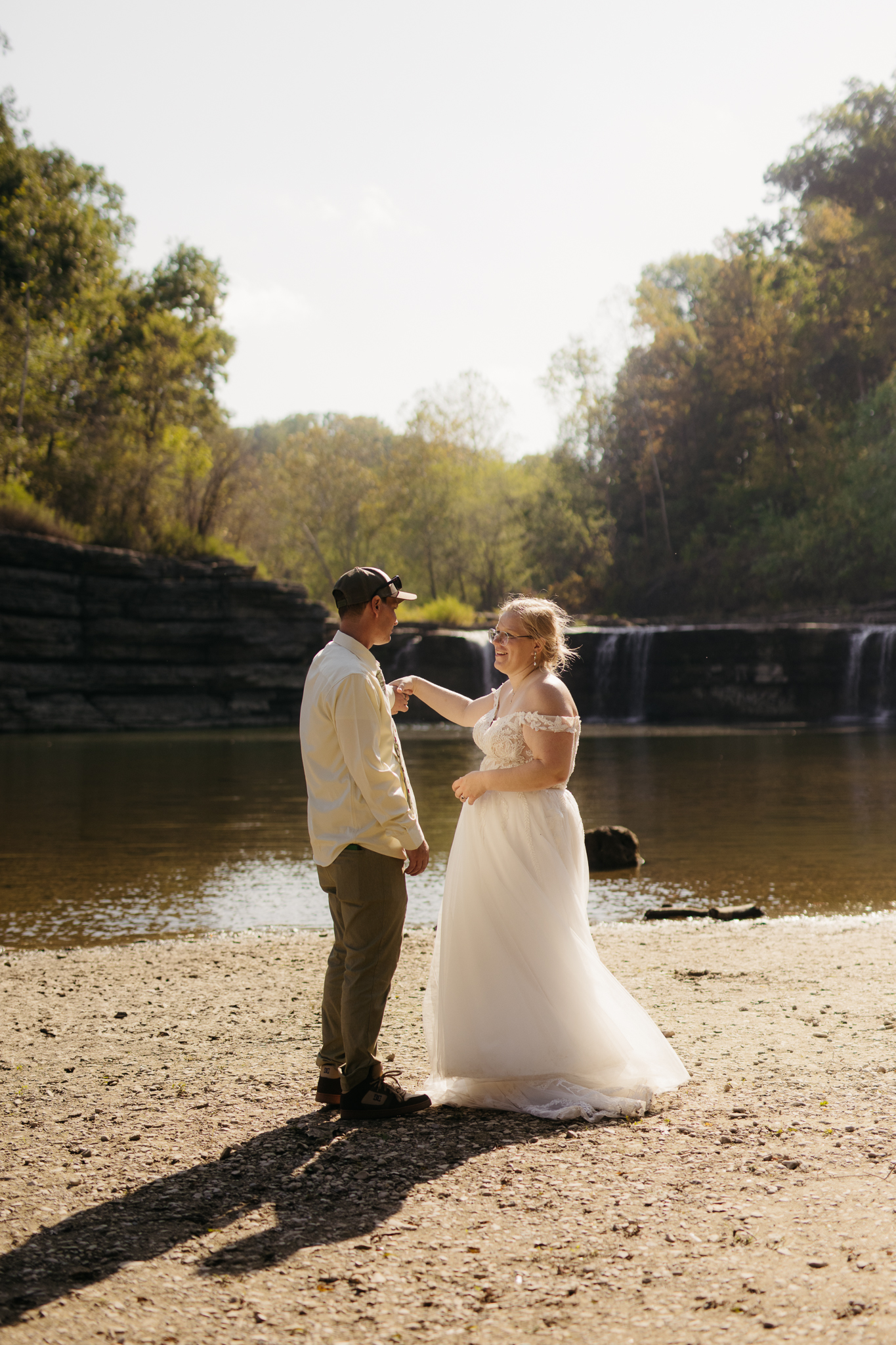 A Stunning Sunrise Waterfall Elopement at Cataract Falls, Indiana