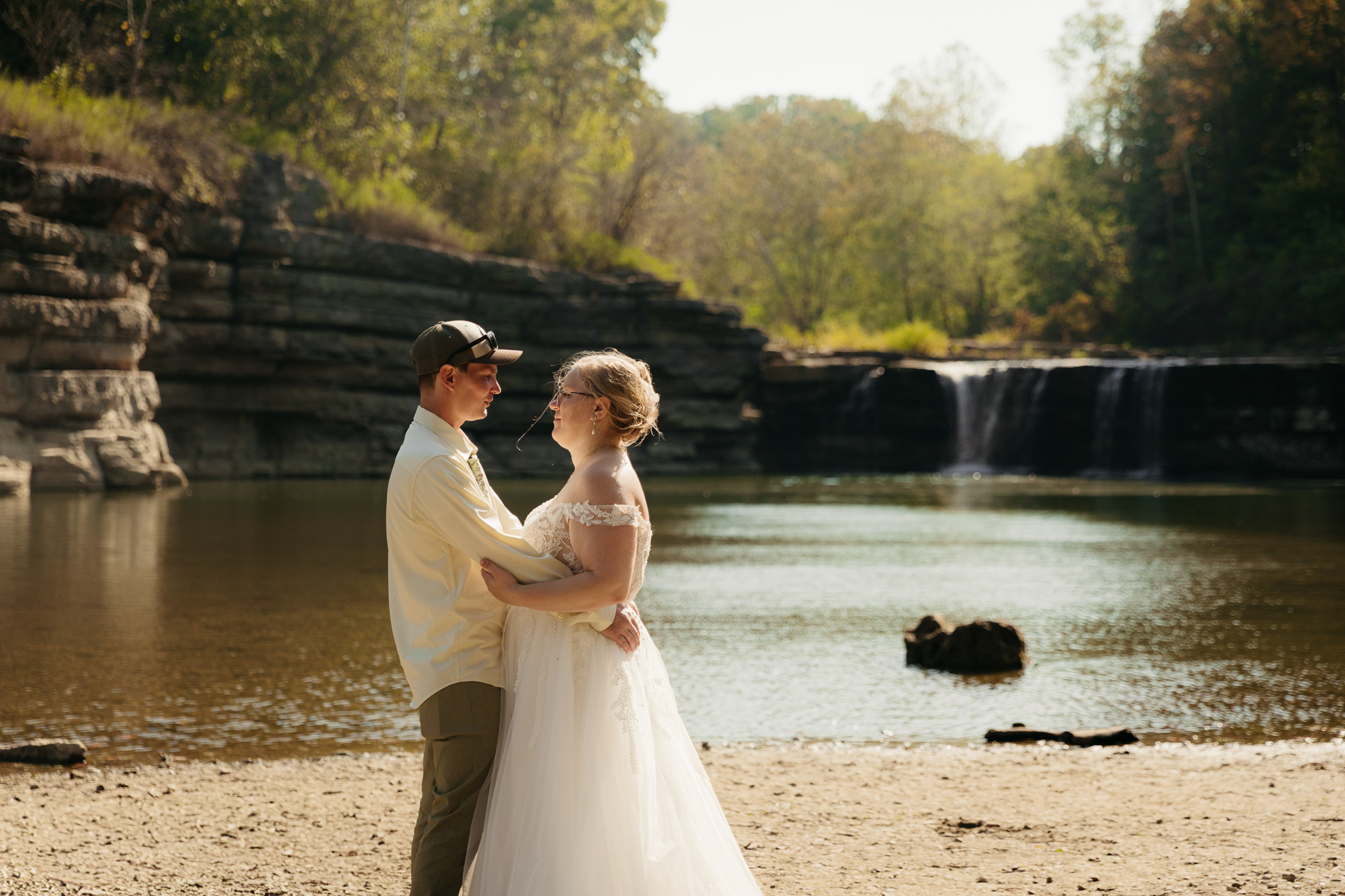 A Stunning Sunrise Waterfall Elopement at Cataract Falls, Indiana