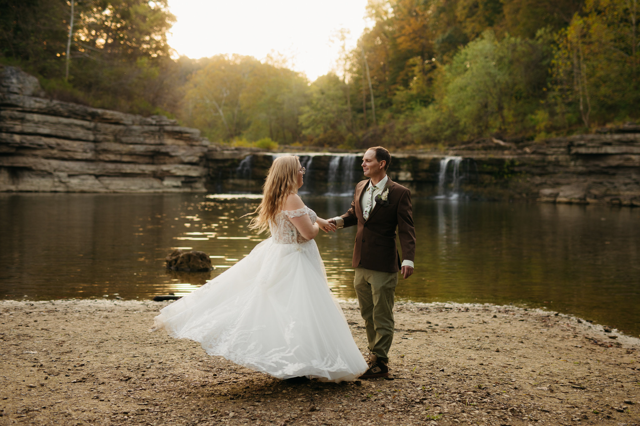 The Prettiest Indiana Cataract Falls Elopement at Sunrise 