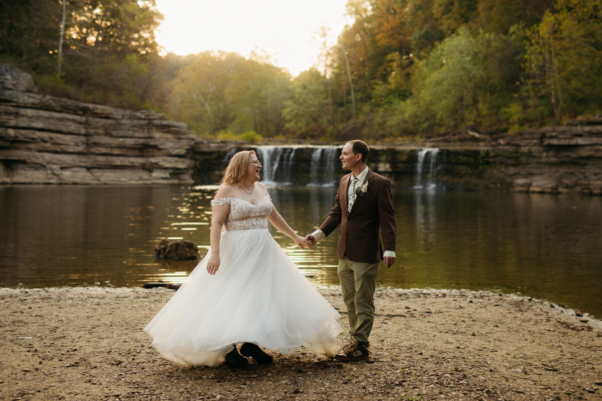 The Prettiest Indiana Cataract Falls Elopement at Sunrise 