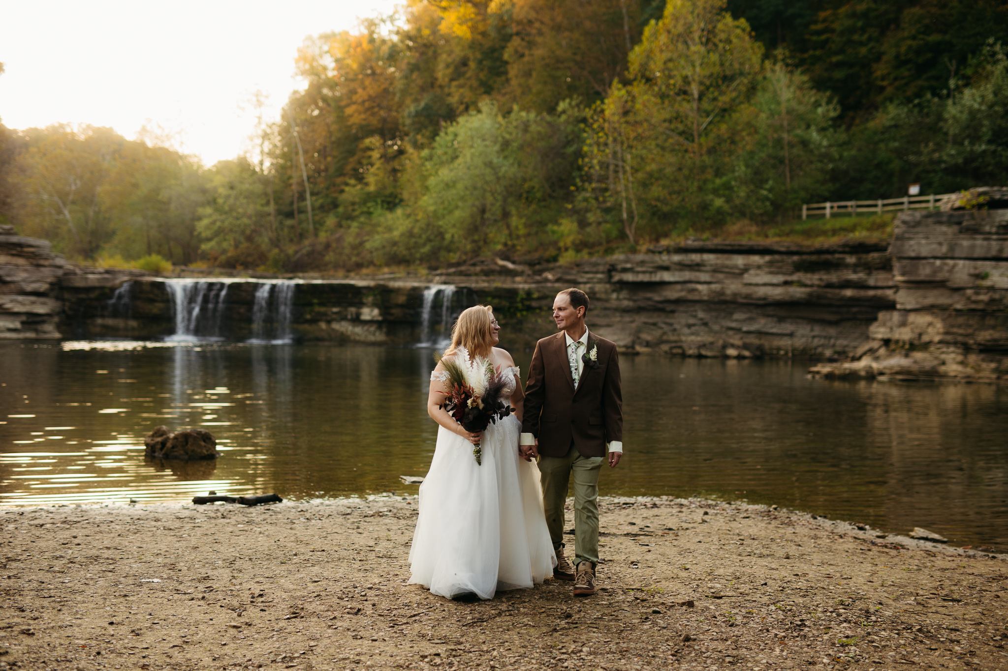 The Prettiest Indiana Cataract Falls Elopement at Sunrise 