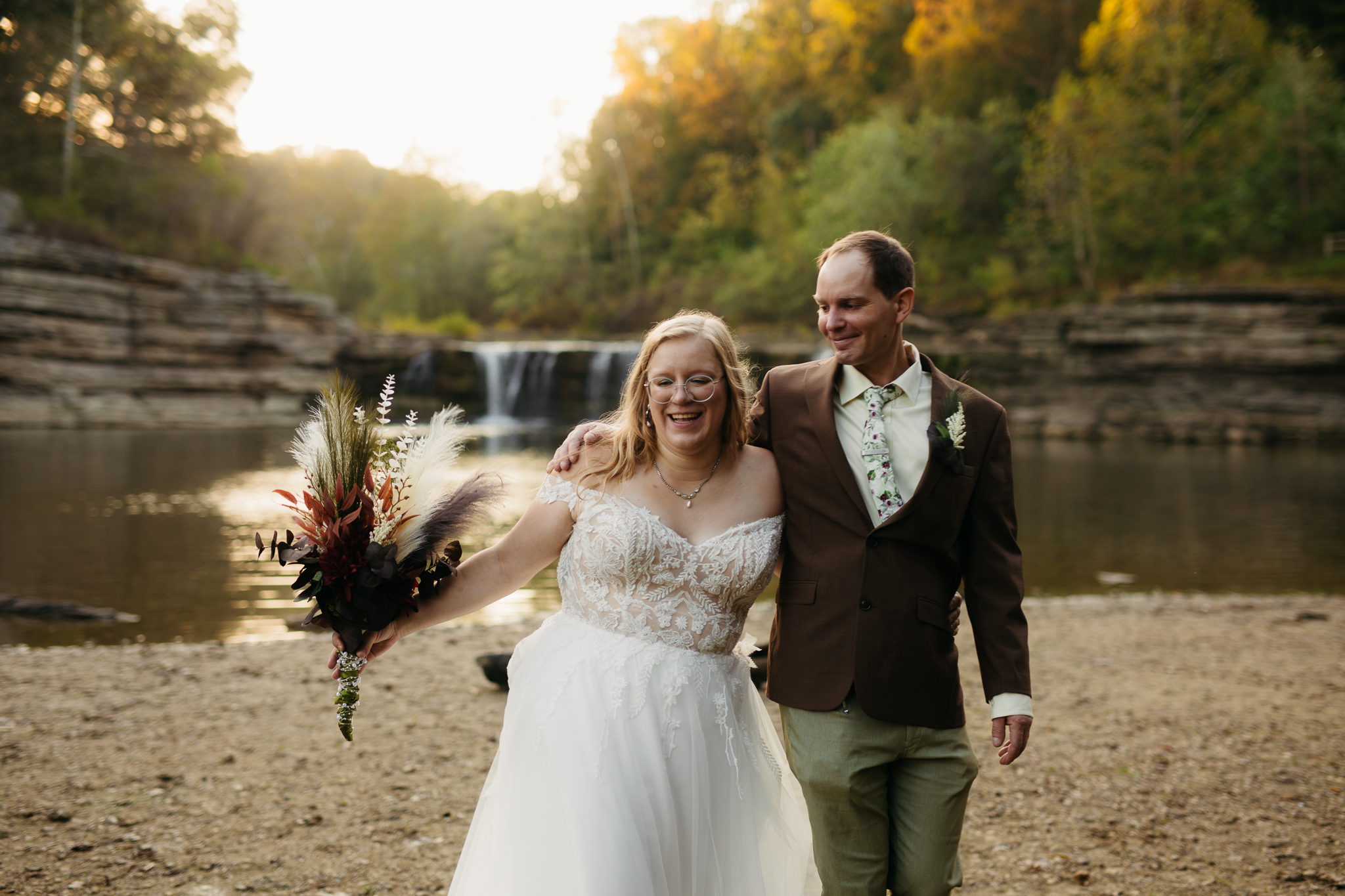 The Prettiest Indiana Cataract Falls Elopement at Sunrise 