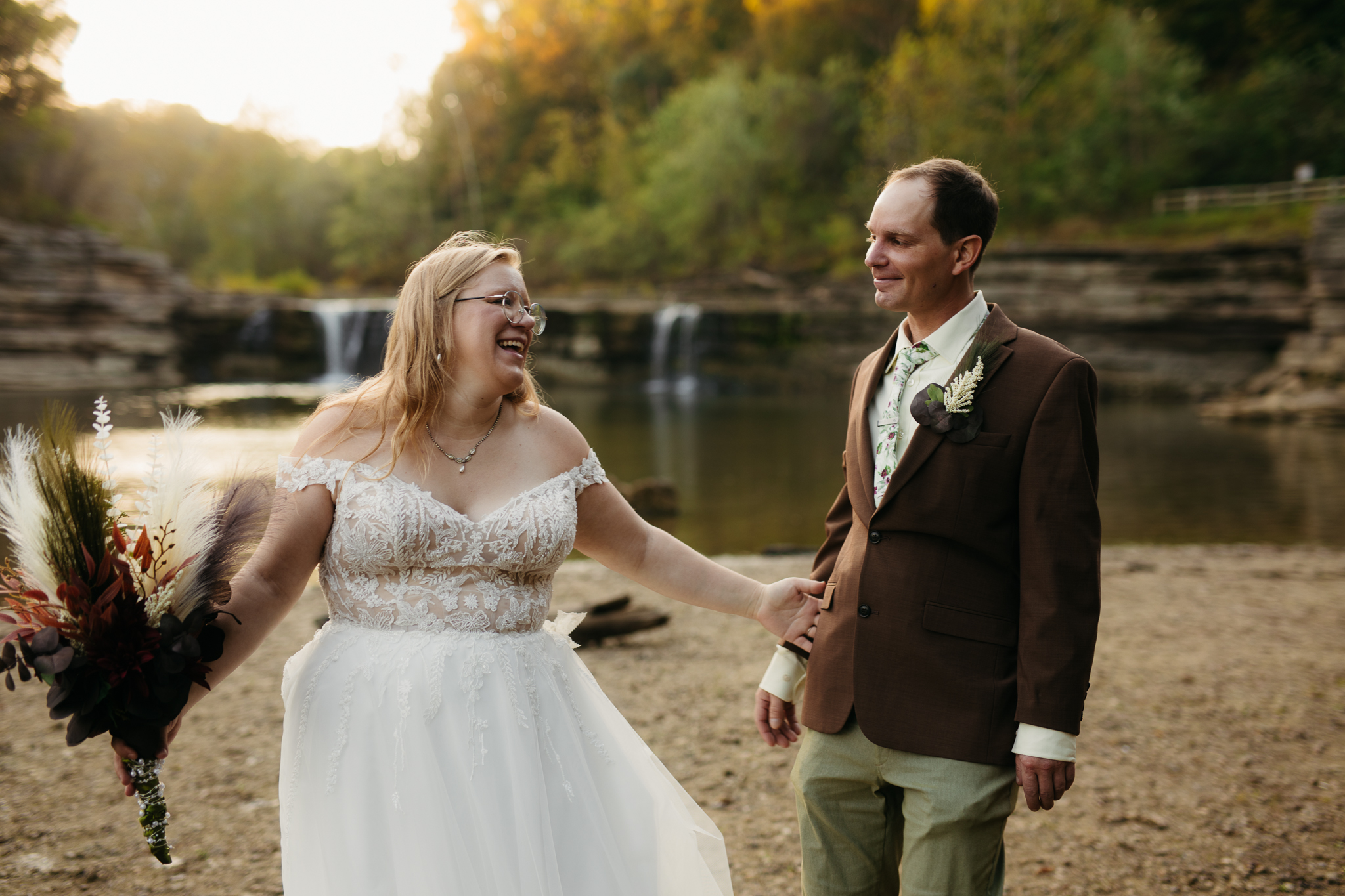 The Prettiest Indiana Cataract Falls Elopement at Sunrise 