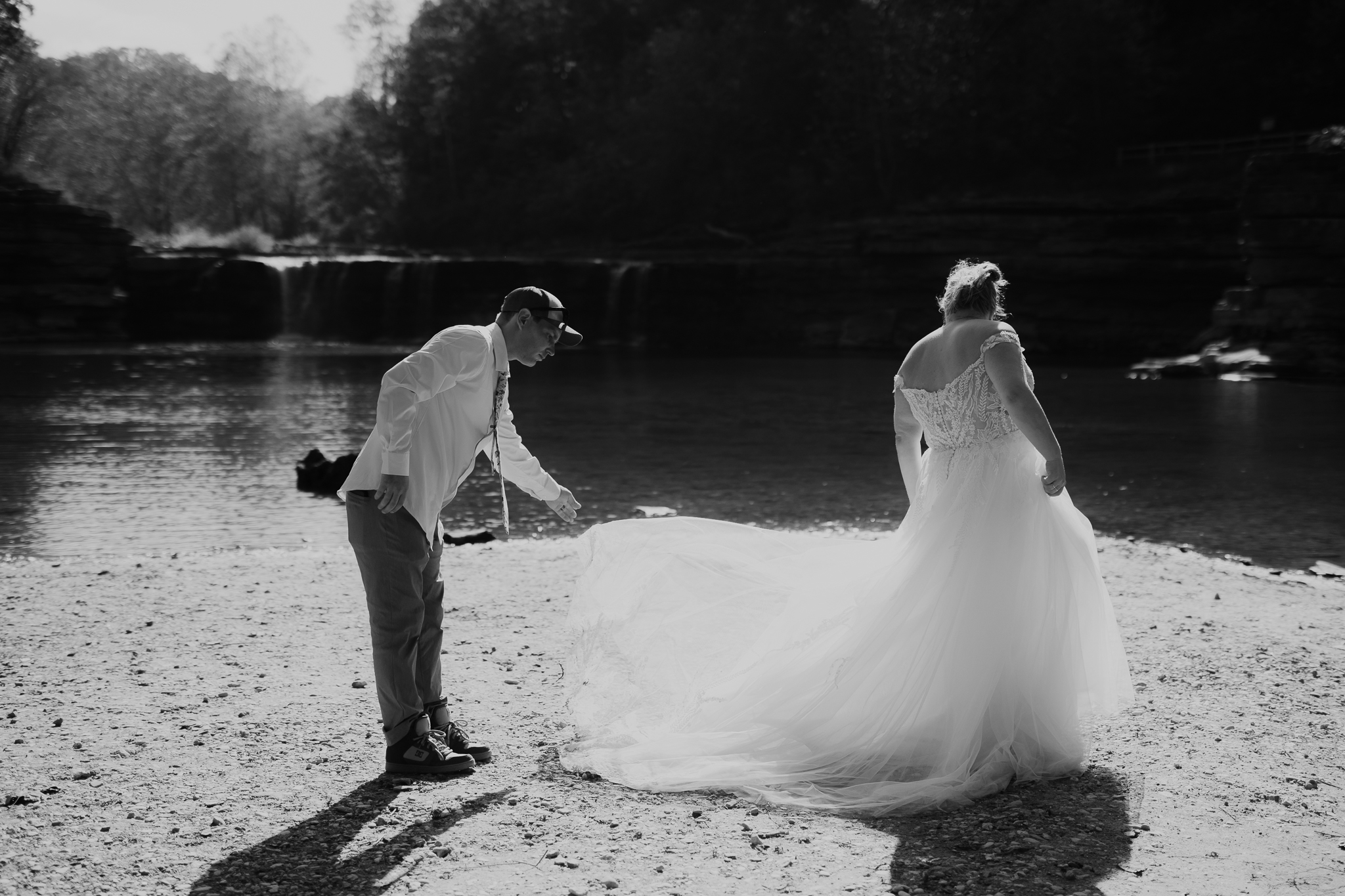 A Stunning Sunrise Waterfall Elopement at Cataract Falls, Indiana