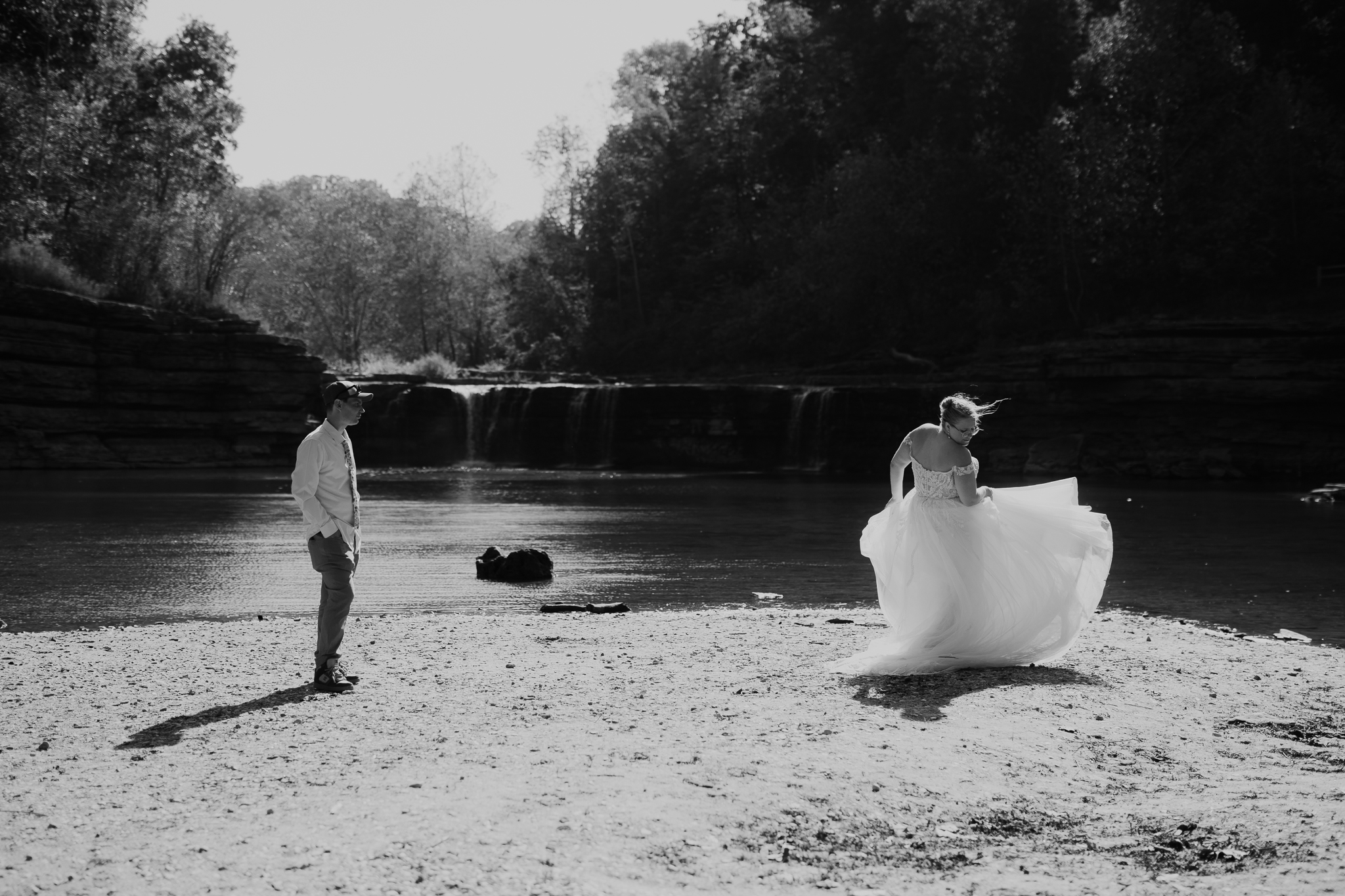 A Stunning Sunrise Waterfall Elopement at Cataract Falls, Indiana