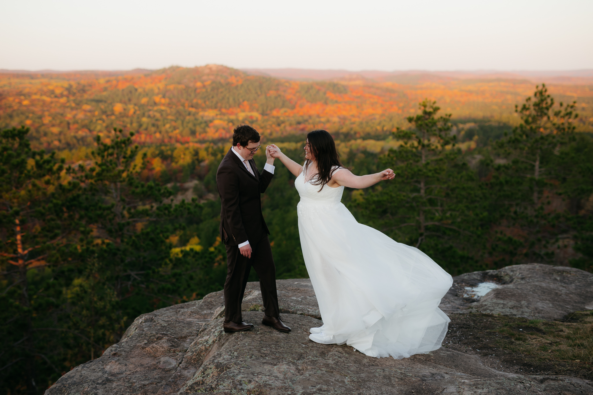 Fall Sunrise Elopement at Sugarloaf Mountain, Marquette || Upper Peninsula Elopements