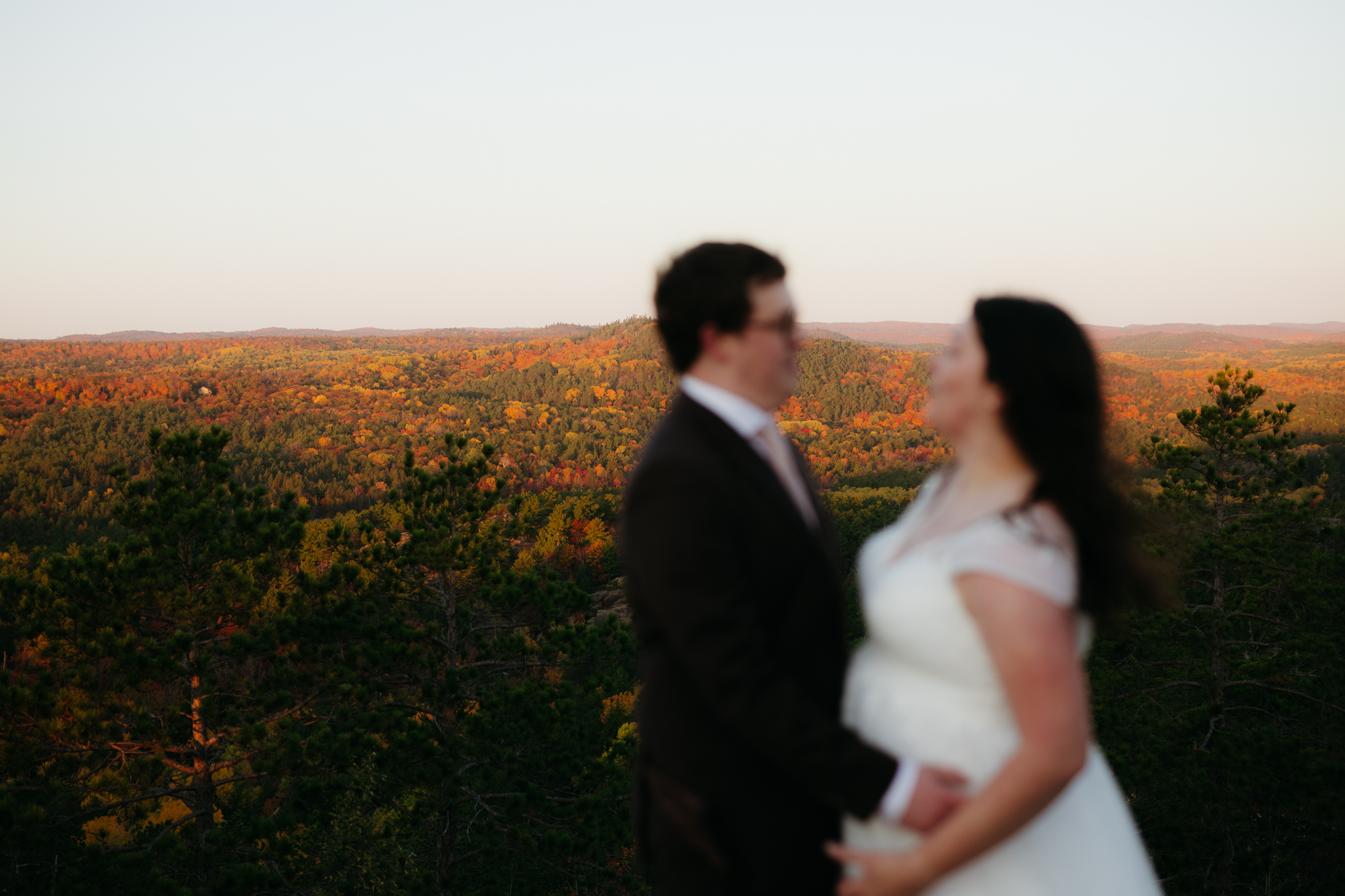 Fall Sunrise Elopement at Sugarloaf Mountain, Marquette, MI || Upper Peninsula Elopements