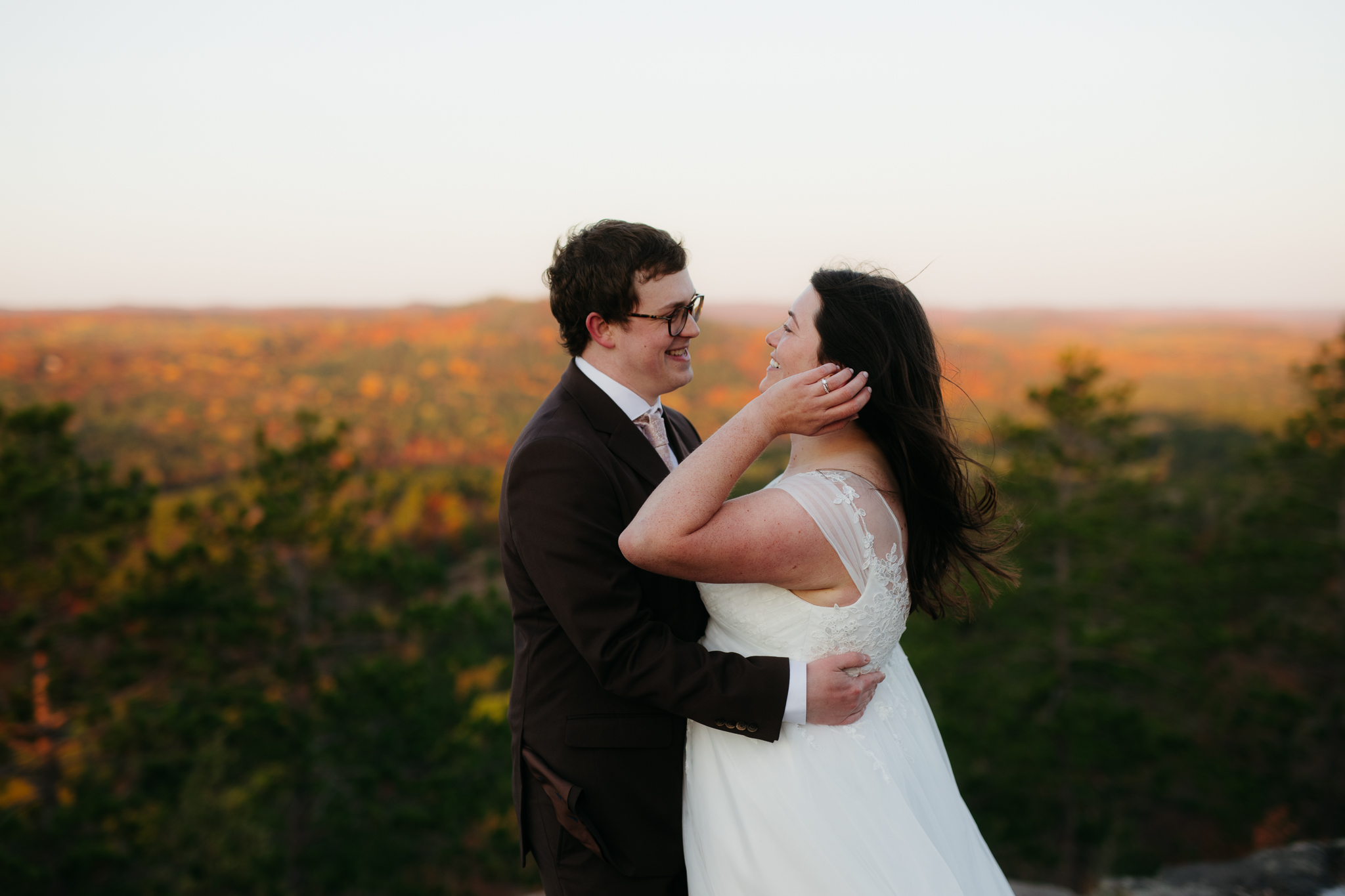 Fall Sunrise Elopement at Sugarloaf Mountain, Marquette, MI || Upper Peninsula Elopements