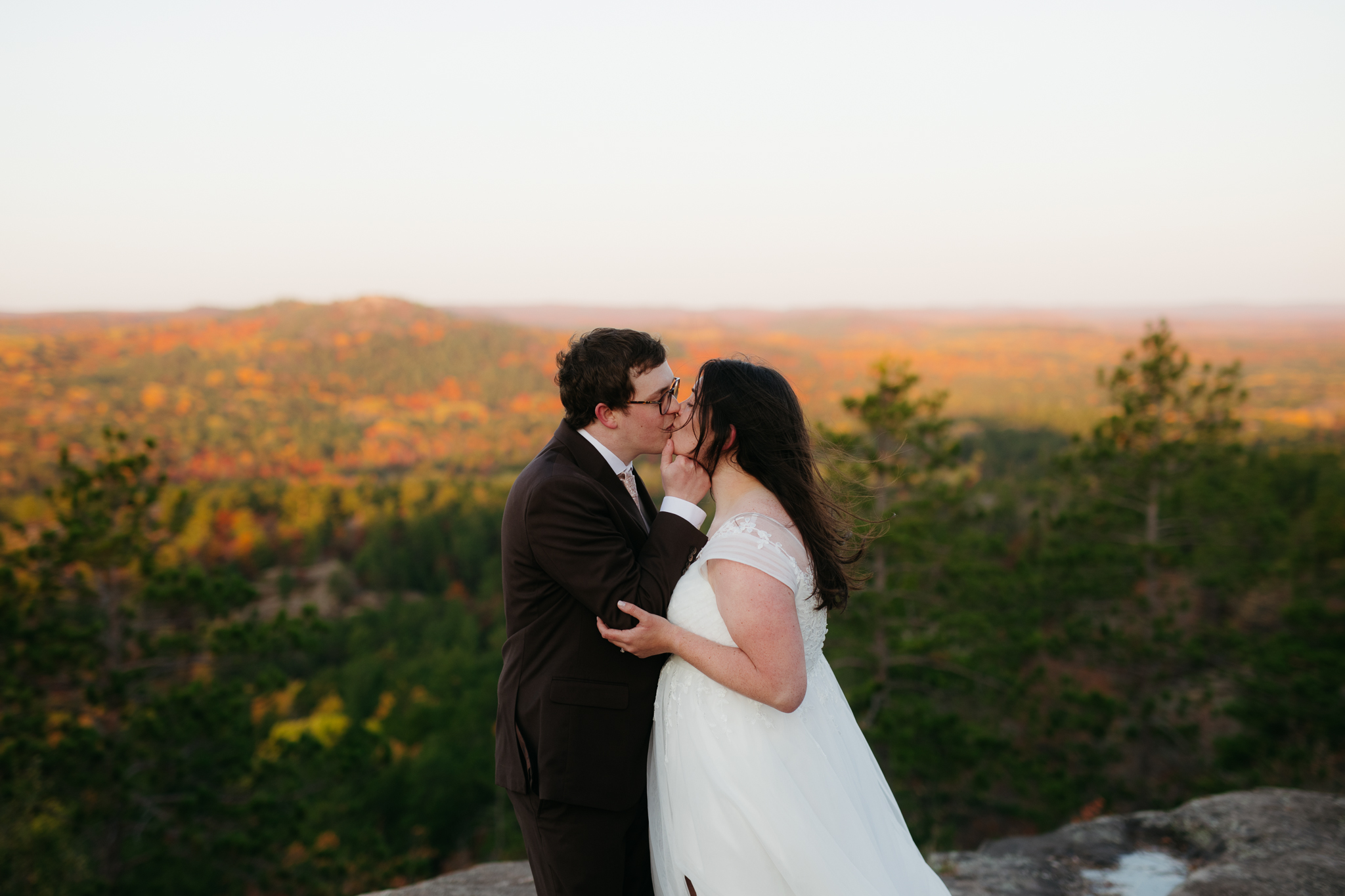 Fall Sunrise Elopement at Sugarloaf Mountain, Marquette, MI || Upper Peninsula Elopements