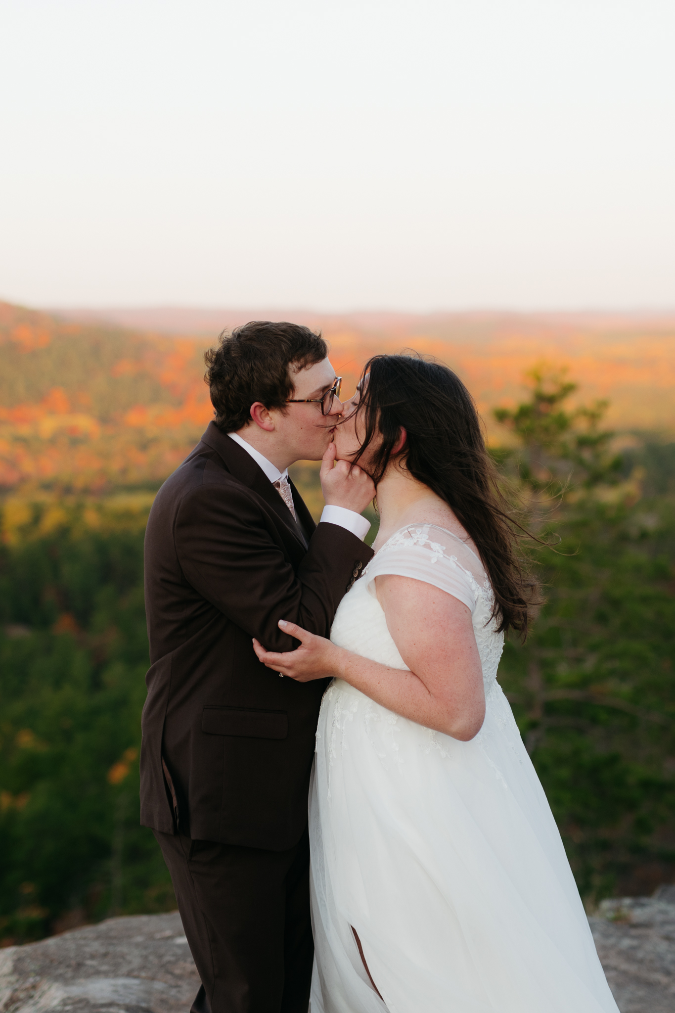 Fall Sunrise Elopement at Sugarloaf Mountain, Marquette, MI || Upper Peninsula Elopements