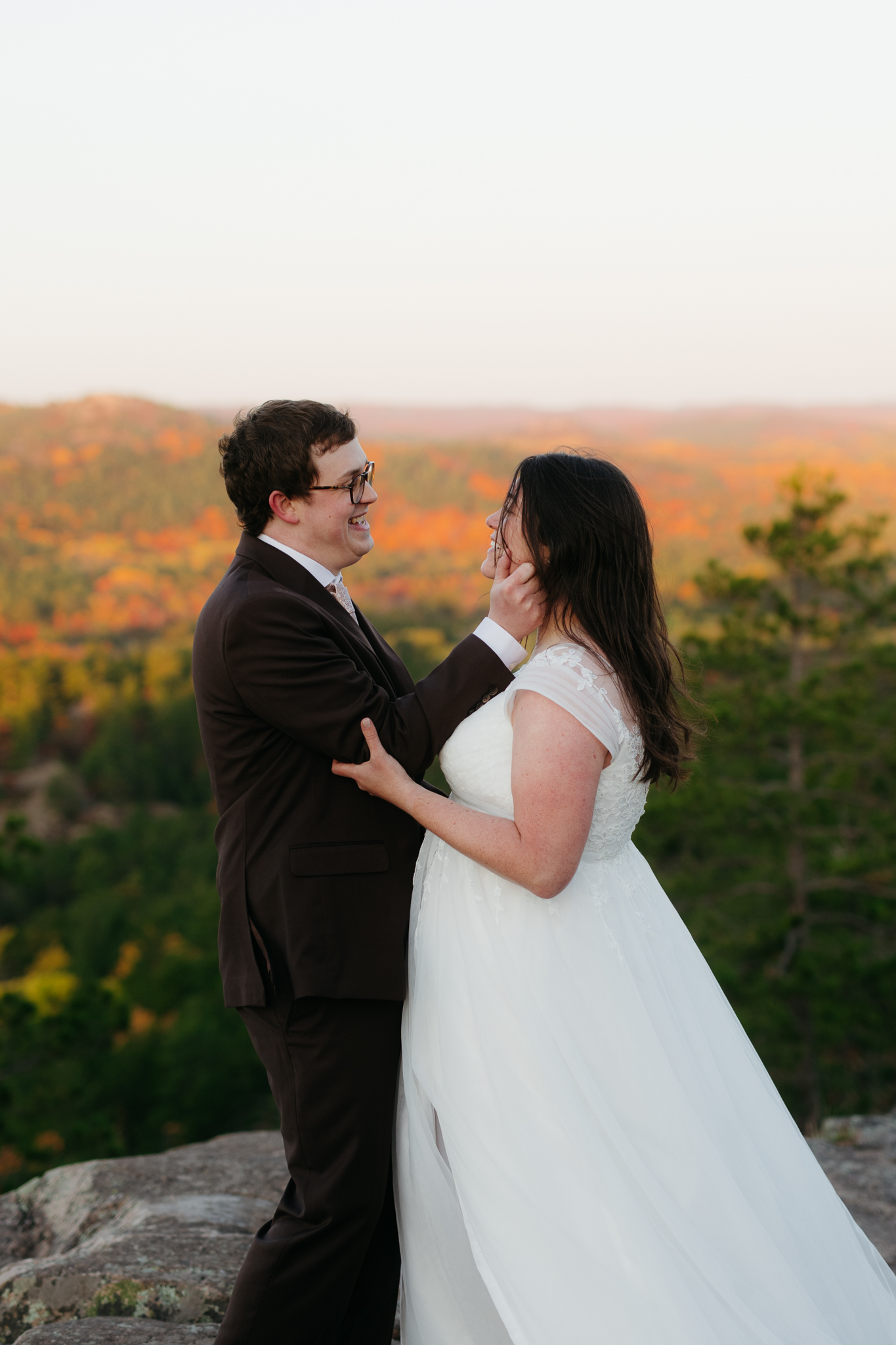 Fall Sunrise Elopement at Sugarloaf Mountain, Marquette, MI || Upper Peninsula Elopements