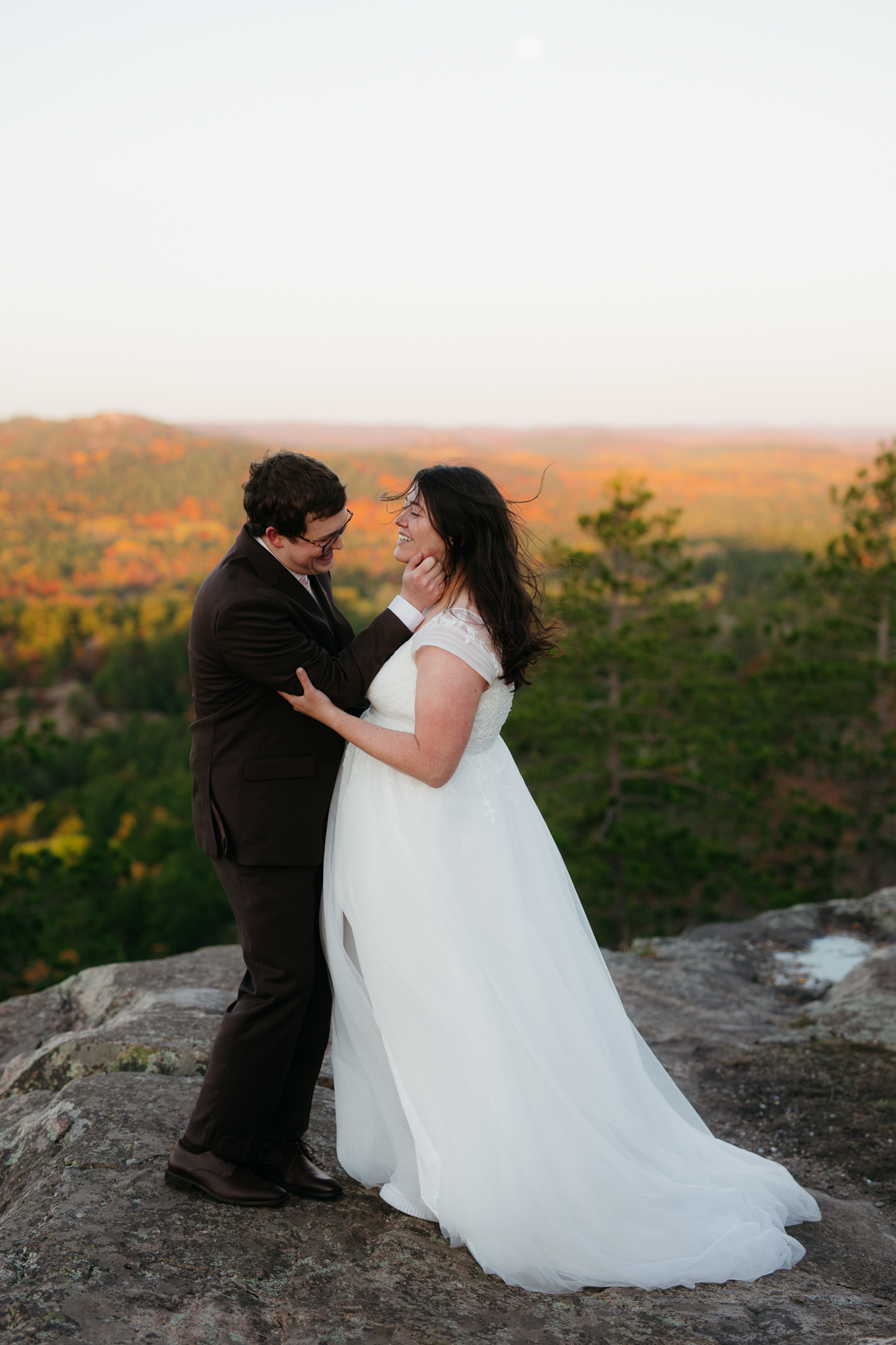 Fall Sunrise Elopement at Sugarloaf Mountain, Marquette, MI || Upper Peninsula Elopements