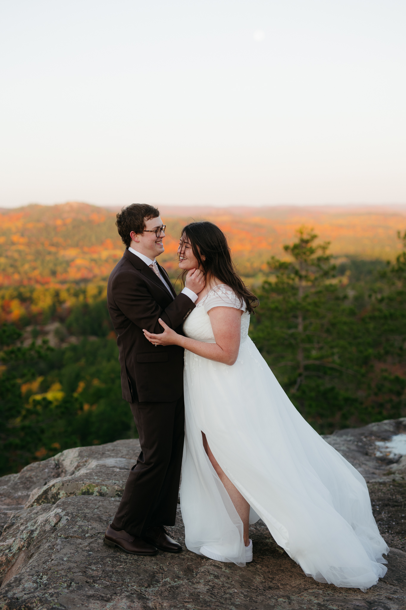 Fall Sunrise Elopement at Sugarloaf Mountain, Marquette, MI || Upper Peninsula Elopements