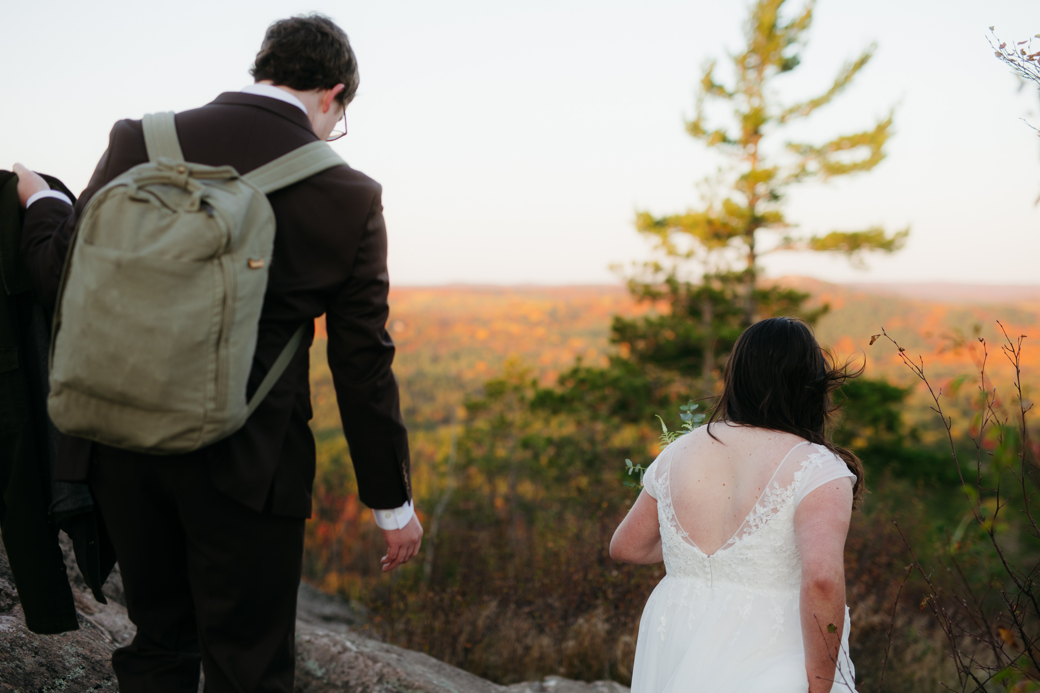 Fall Sunrise Elopement at Sugarloaf Mountain, Marquette, MI || Upper Peninsula Elopements