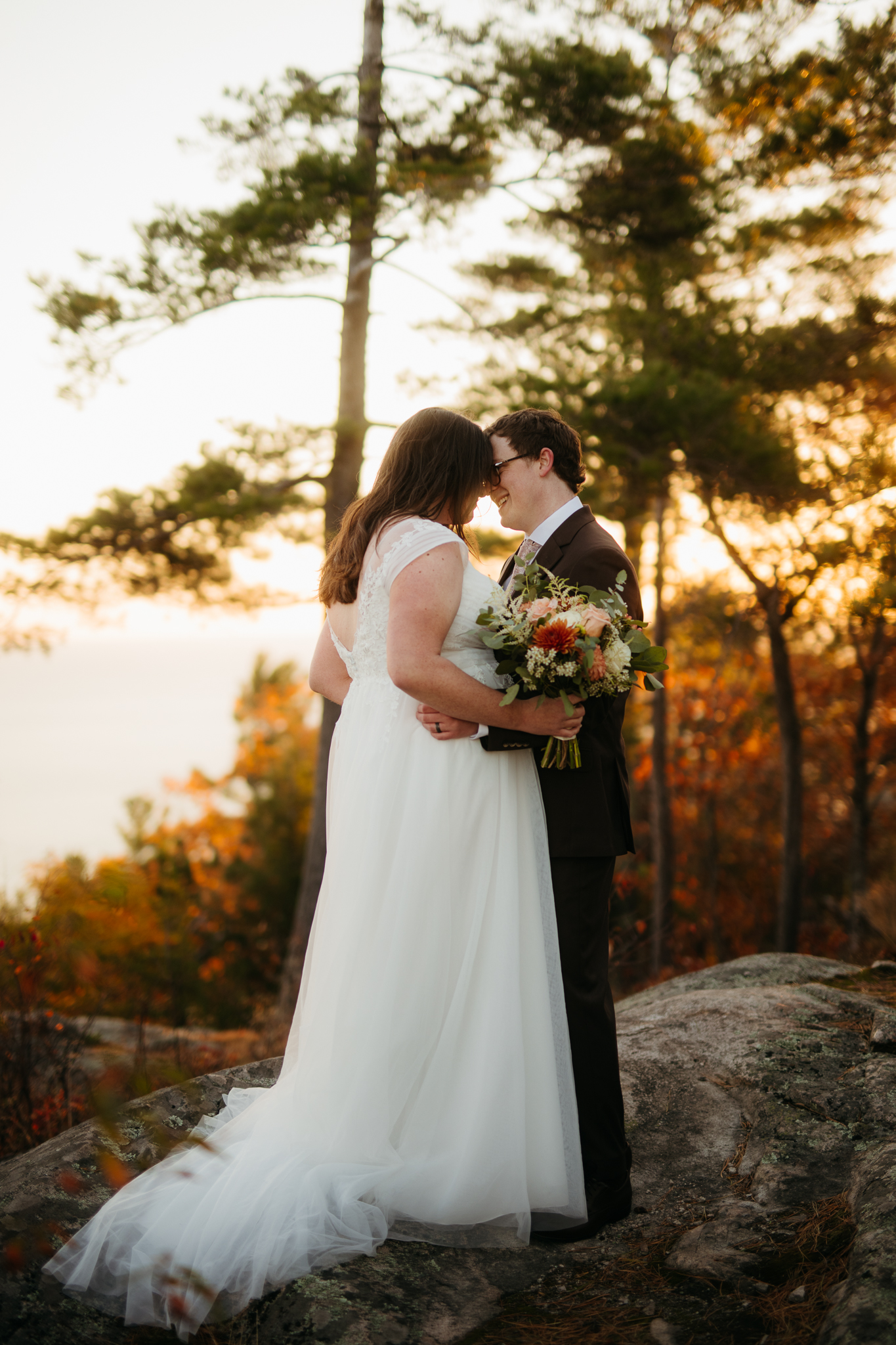 Fall Sunrise Elopement at Sugarloaf Mountain, Marquette, MI || Upper Peninsula Elopements