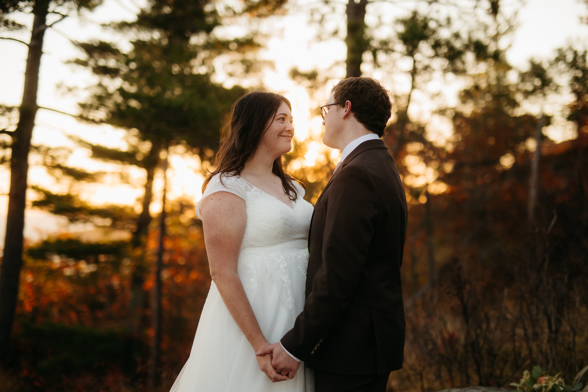 Fall Sunrise Elopement at Sugarloaf Mountain, Marquette, MI || Upper Peninsula Elopements