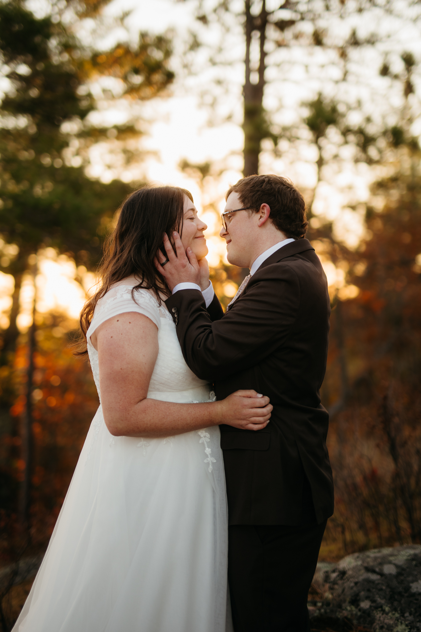 Fall Sunrise Elopement at Sugarloaf Mountain, Marquette, MI || Upper Peninsula Elopements