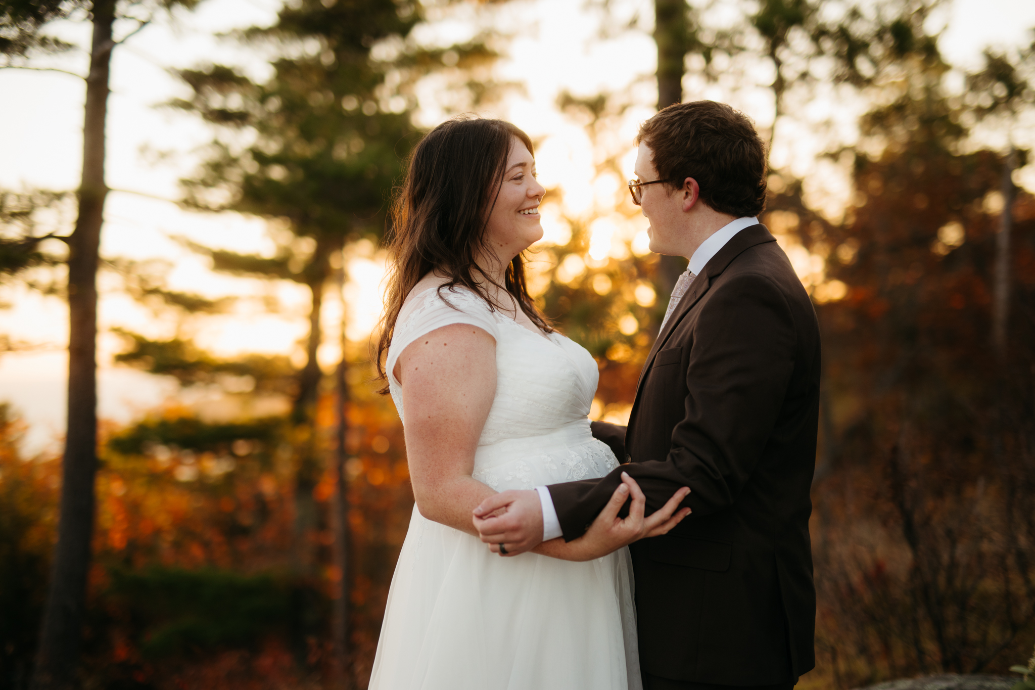 Fall Sunrise Elopement at Sugarloaf Mountain, Marquette, MI || Upper Peninsula Elopements