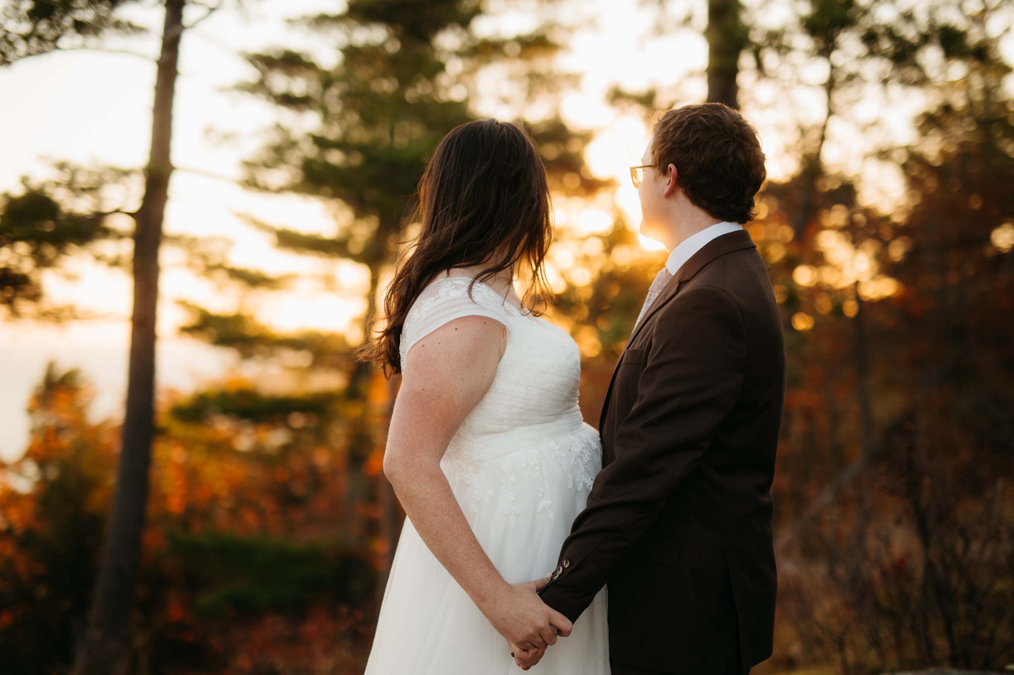 Fall Sunrise Elopement at Sugarloaf Mountain, Marquette, MI || Upper Peninsula Elopements