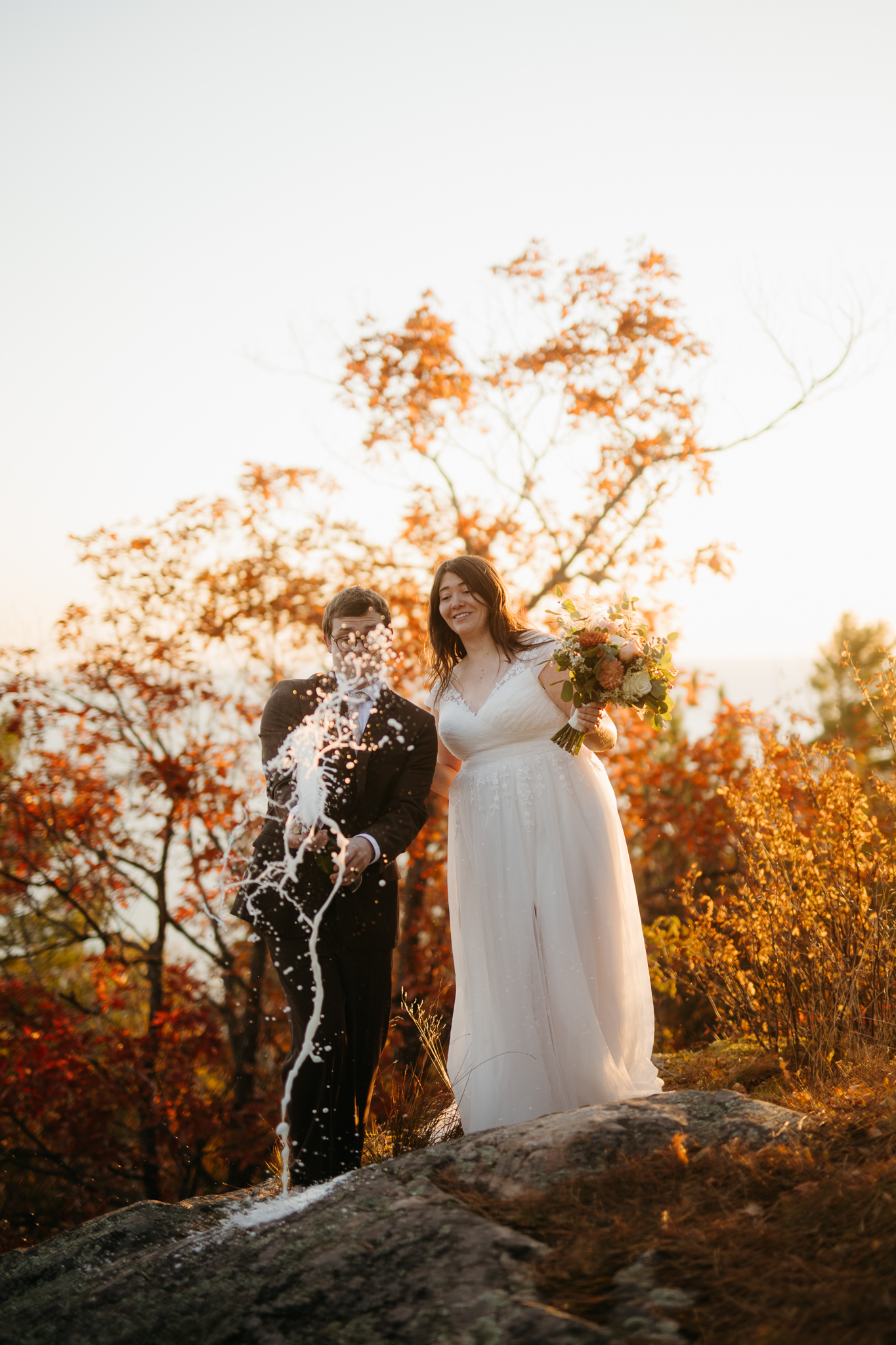 Fall Sunrise Elopement at Sugarloaf Mountain, Marquette, MI || Upper Peninsula Elopements