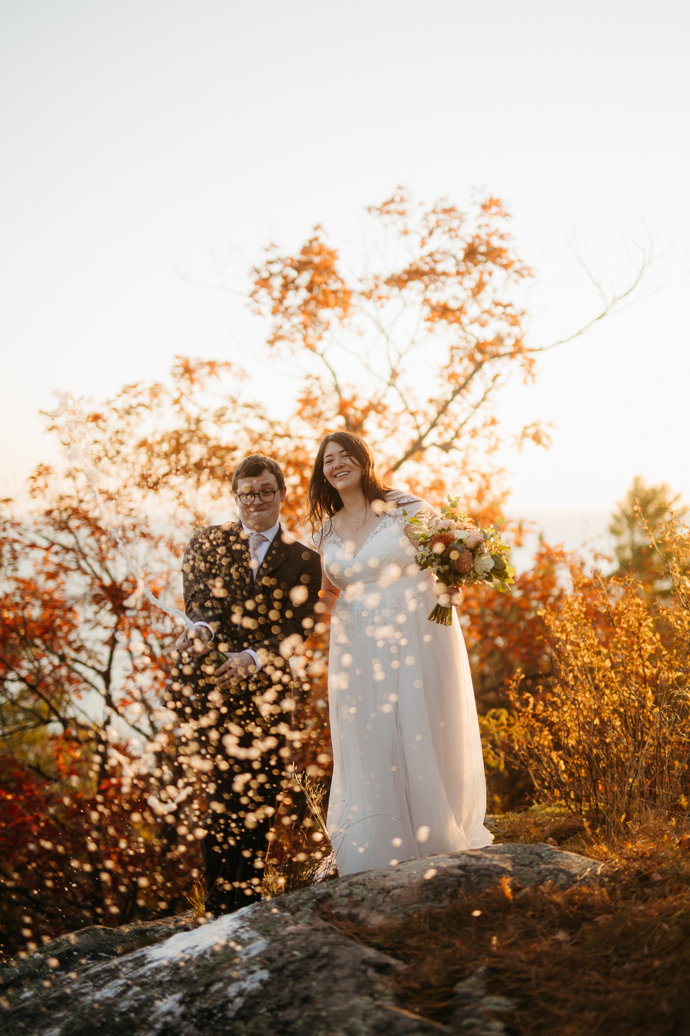 Fall Sunrise Elopement at Sugarloaf Mountain, Marquette, MI || Upper Peninsula Elopements