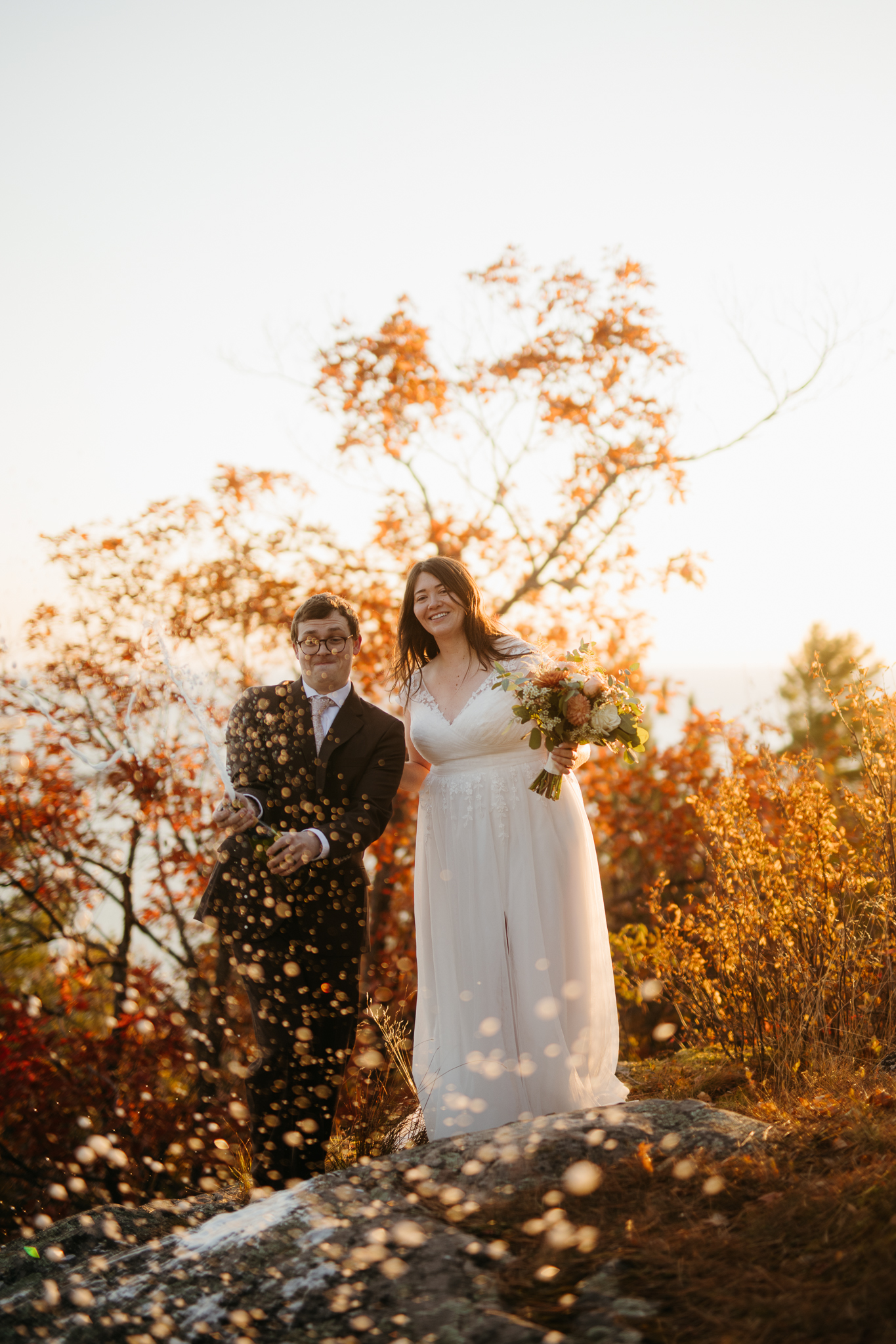 Fall Sunrise Elopement at Sugarloaf Mountain, Marquette, MI || Upper Peninsula Elopements