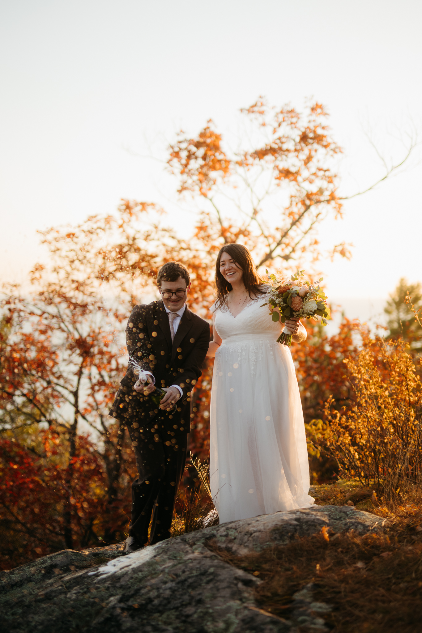 Fall Sunrise Elopement at Sugarloaf Mountain, Marquette, MI || Upper Peninsula Elopements